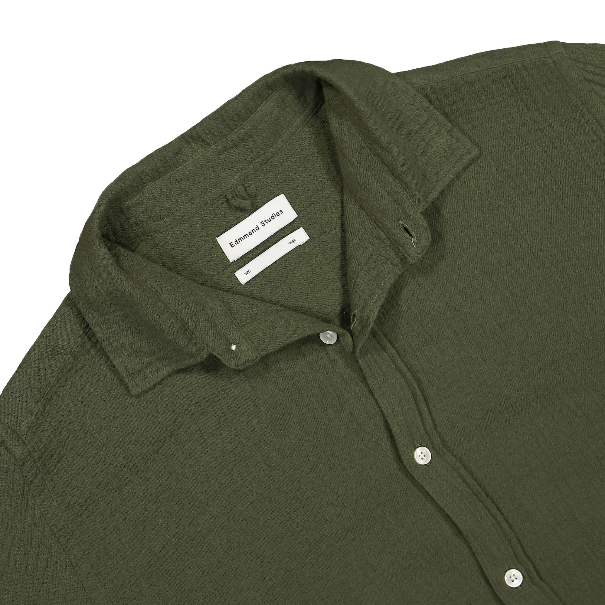 Edmmond Studios Snap Shirt Plain Khaki Shirts Close-up | Overkill