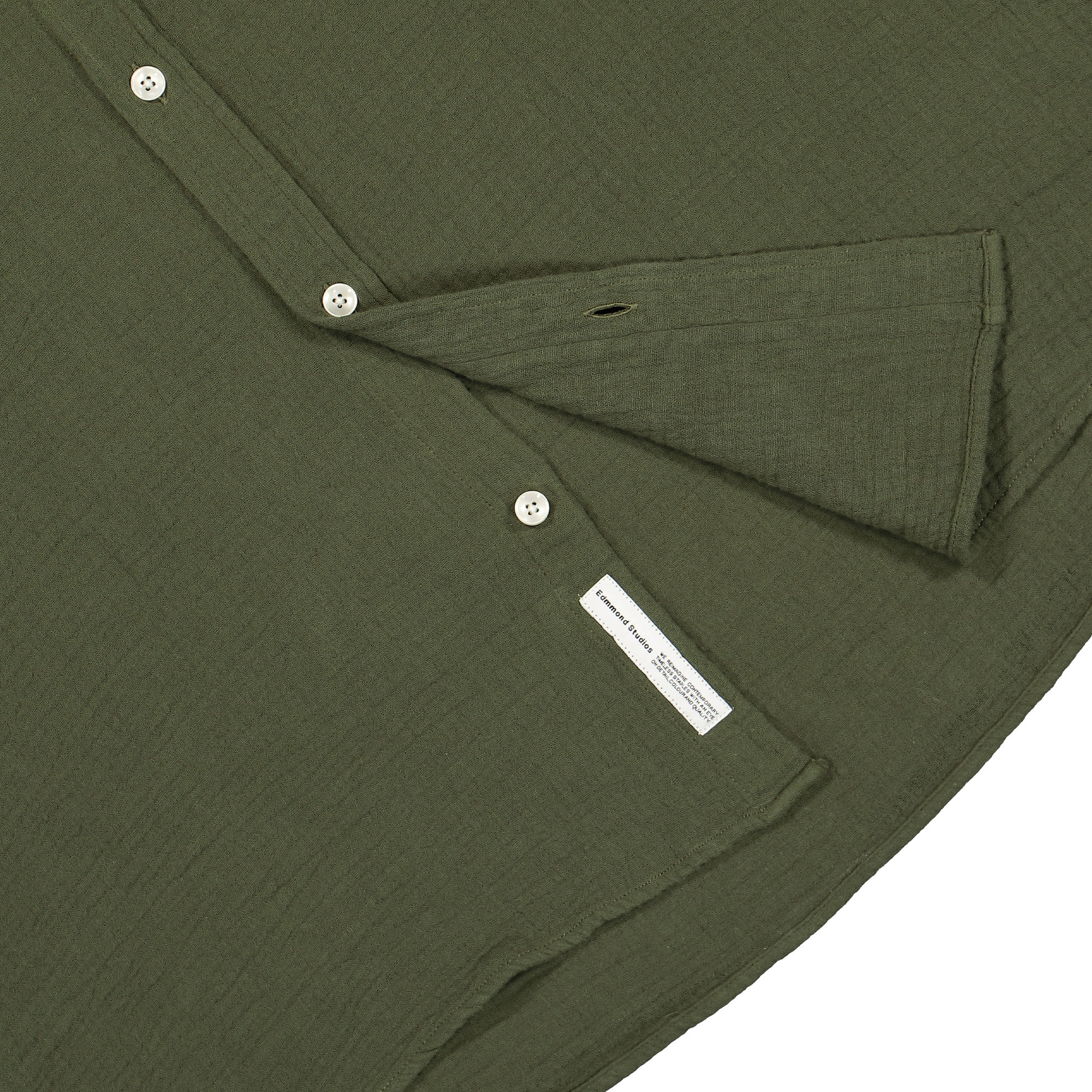 Edmmond Studios Snap Shirt Plain Khaki Shirts Detailfoto | Overkill