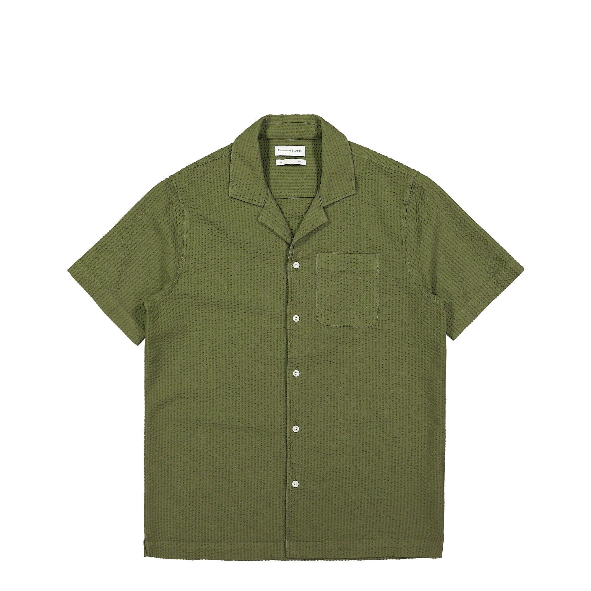 Edmmond Studios Seersucker Short Sleeve Shirt Khaki Shirts 124-10-15680 | Overkill