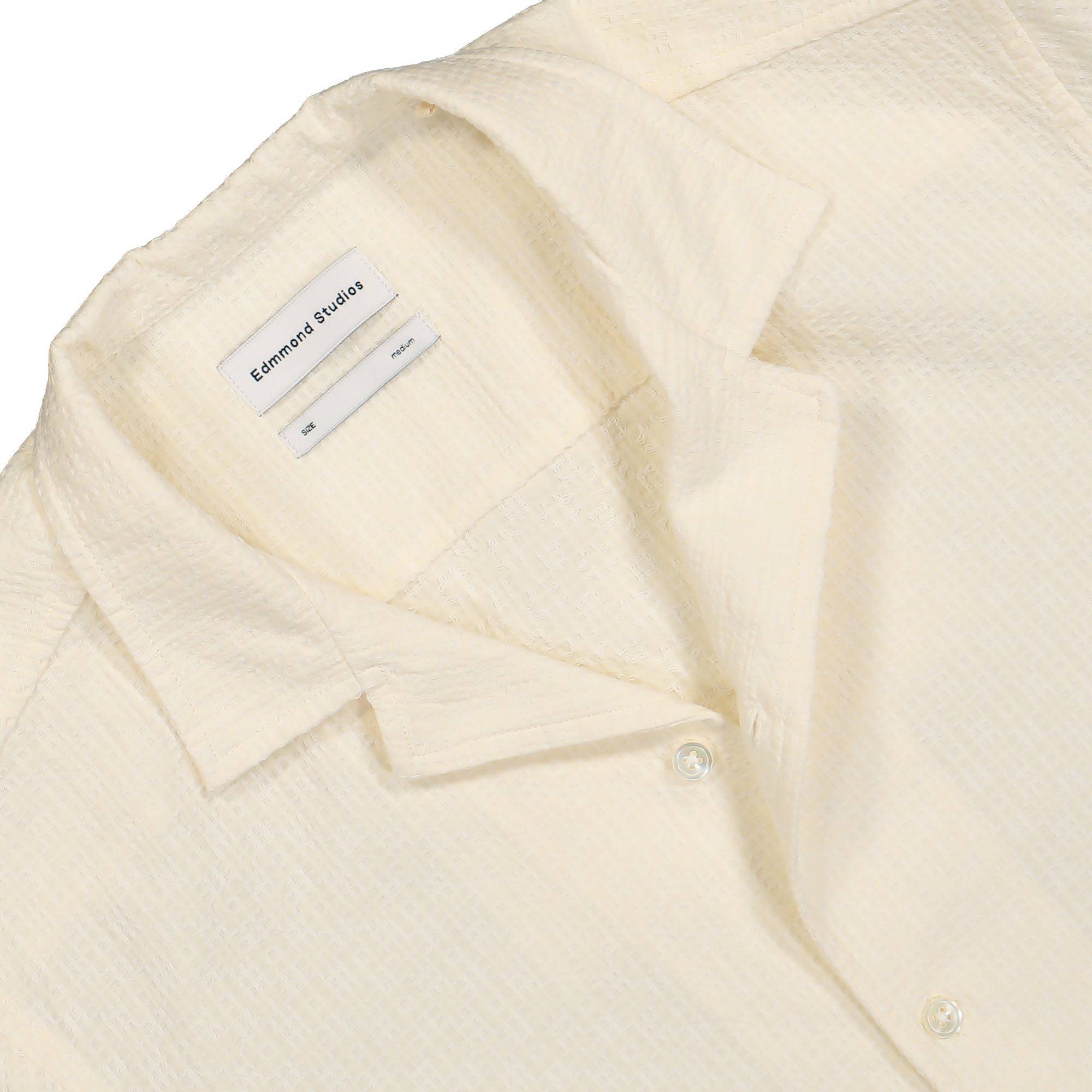 Edmmond Studios Artisan Short Sleeve Shirt Plain Off White Shirts Close-up | Overkill