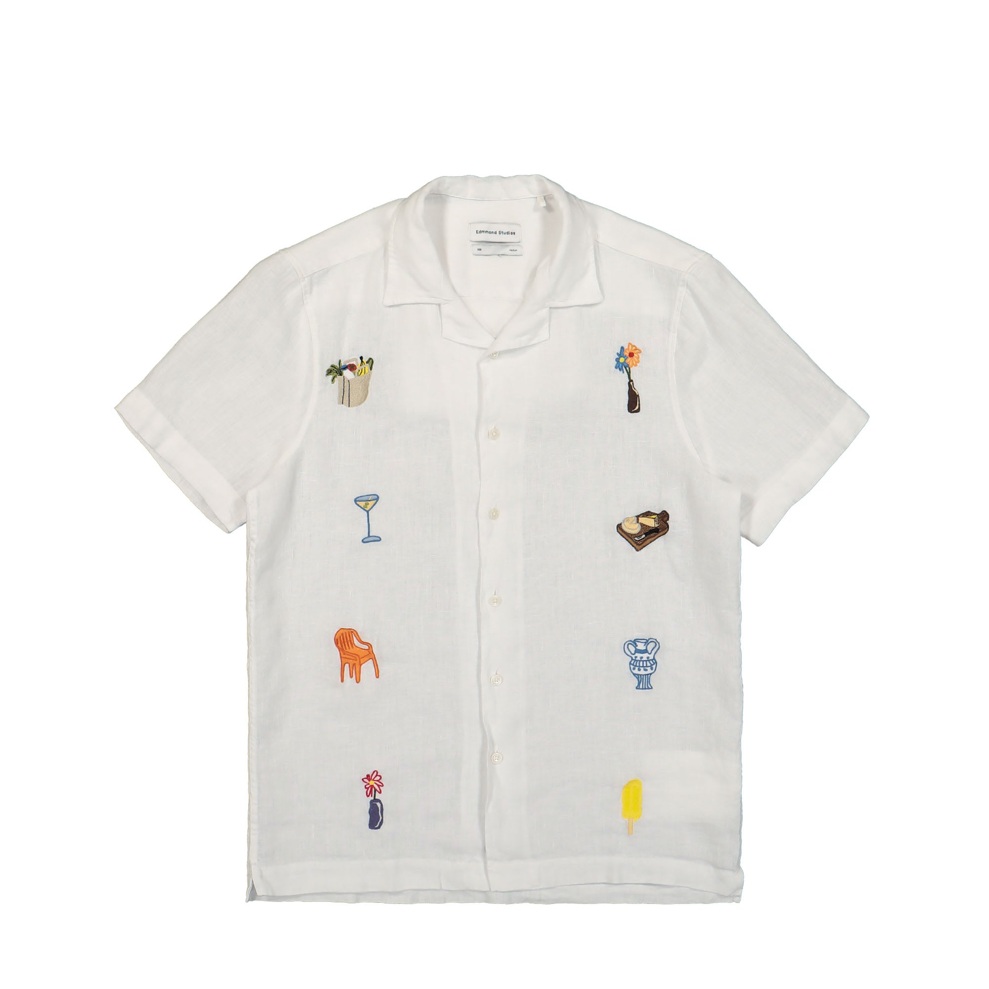 Edmmond Studios BBQ Short Sleeve Shirt Plain White Shirts 124-10-23000 | Overkill