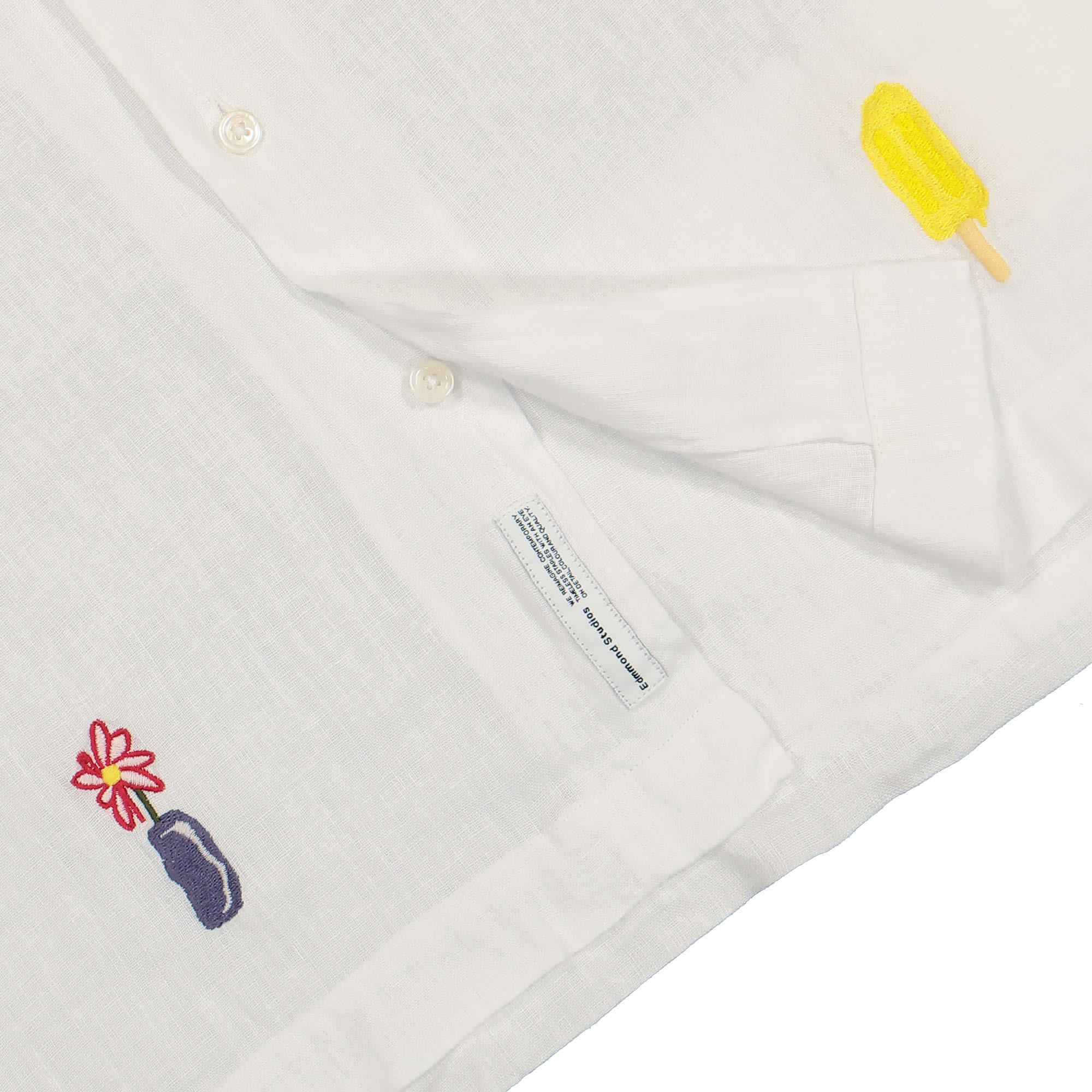 Edmmond Studios BBQ Short Sleeve Shirt Plain White Shirts Detailfoto | Overkill