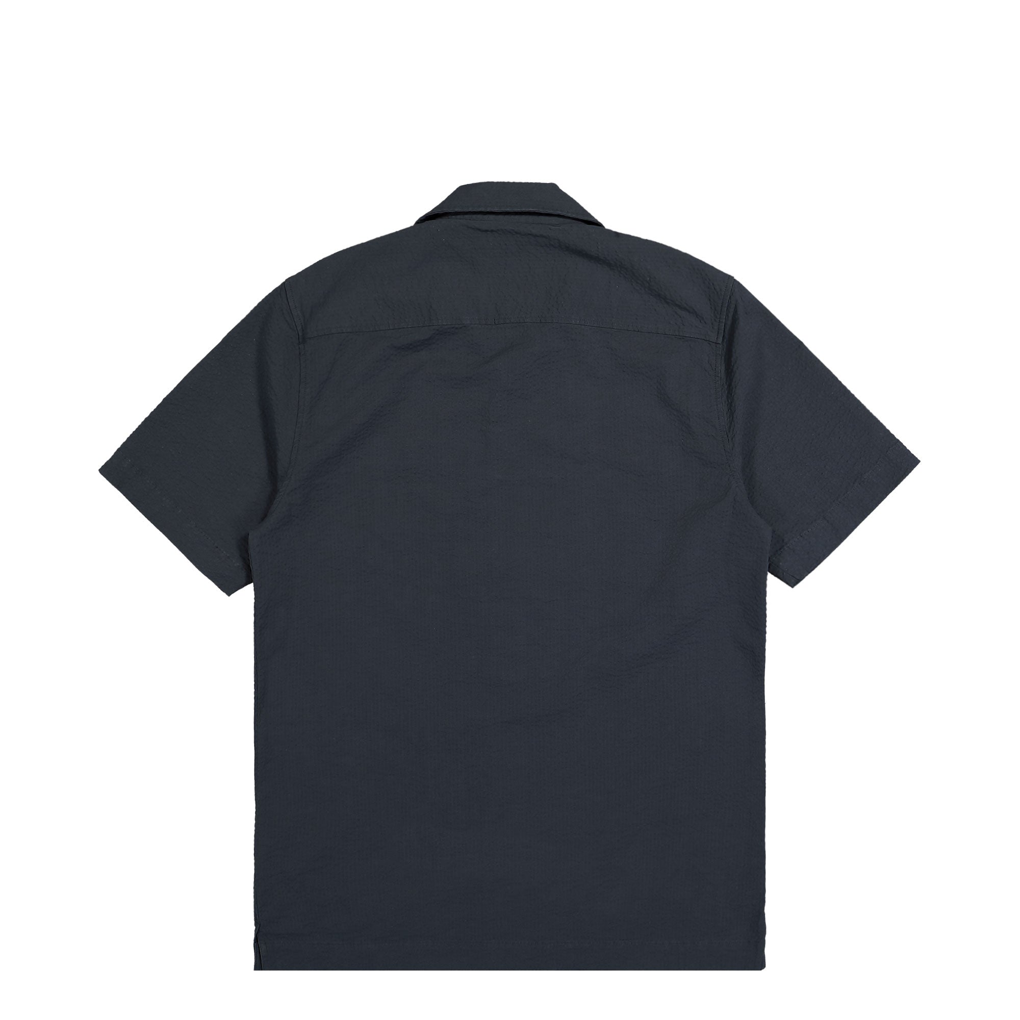 Edmmond Studios Seer Sucker Short Sleeve Plain Navy Shirts Material | Overkill