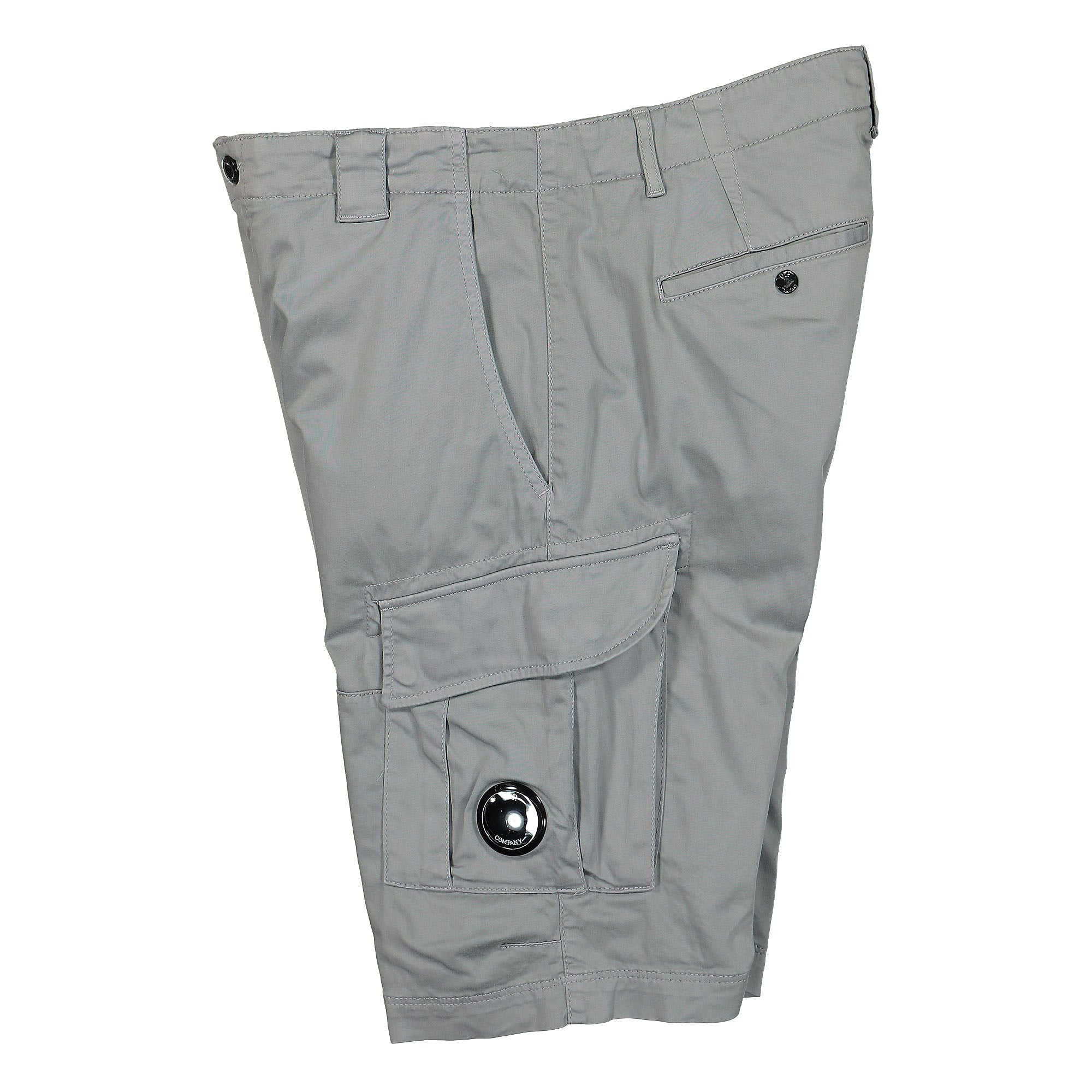 C.P. Company Stretch Sateen Cargo Shorts Griffin Grey Shorts Close-up | Overkill