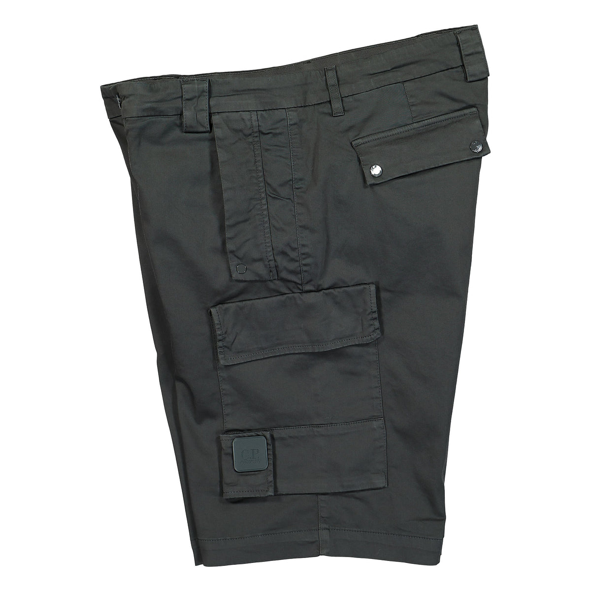 C.P. Company Stretch Sateen Cargo Shorts Dark Shadow Shorts Close-up | Overkill