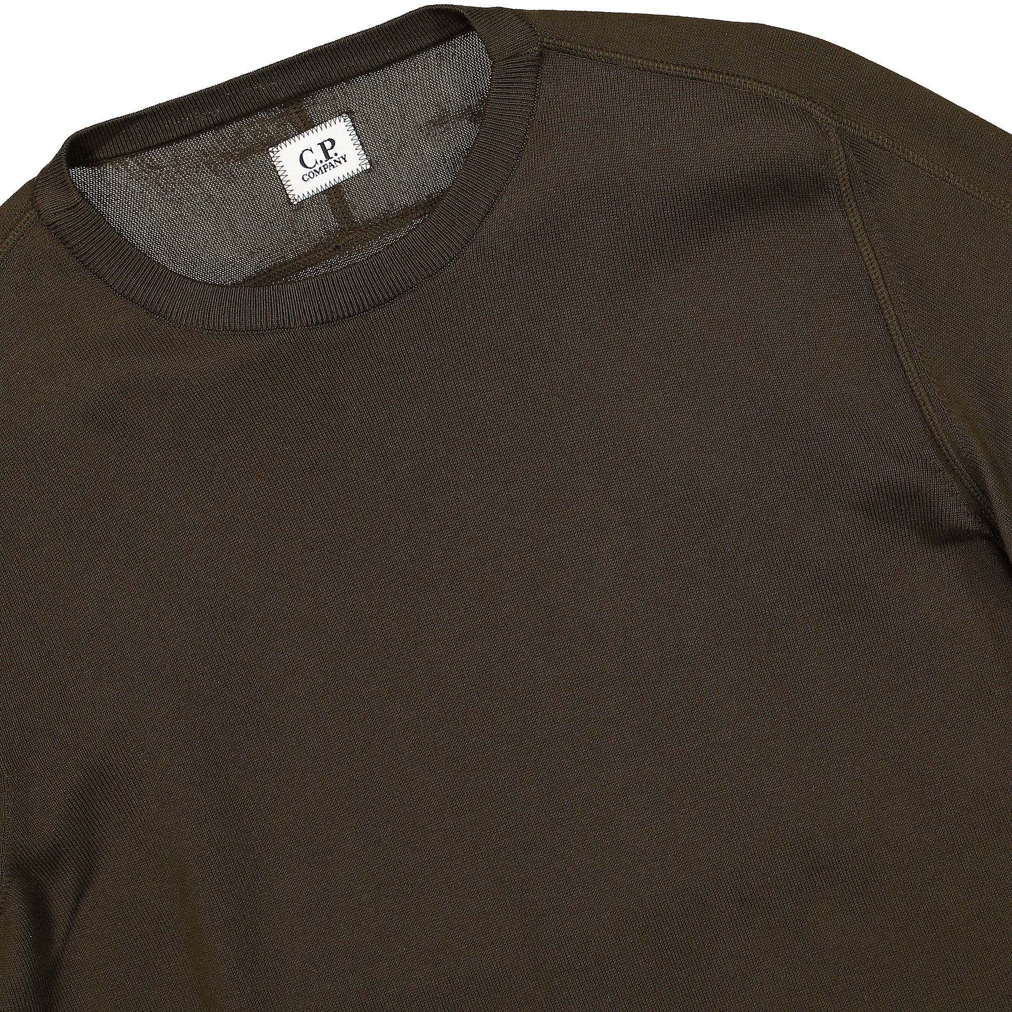 C.P. Company Sea Island Crew Neck Knit Ivy Green Sweatshirts Close-up | Overkill