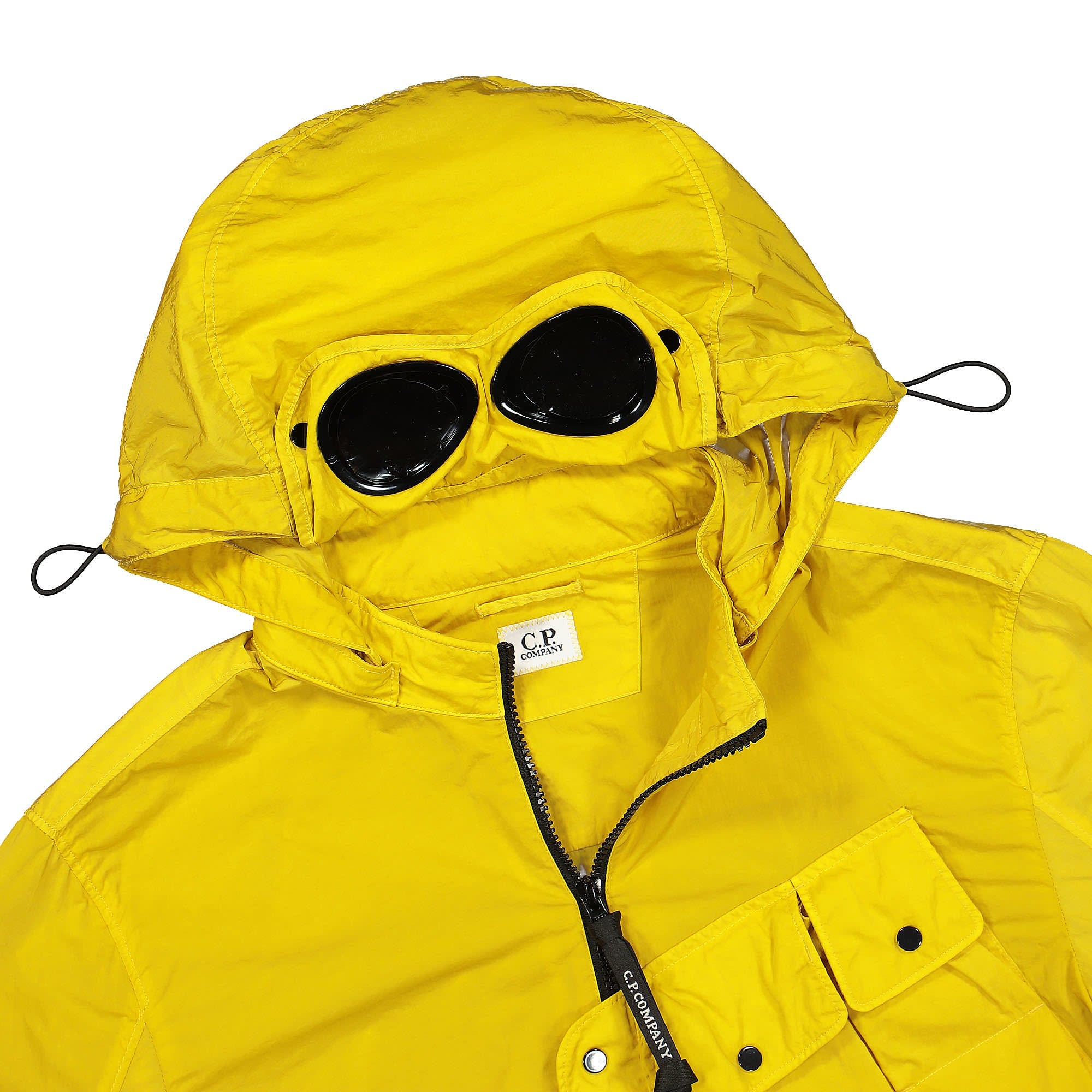 C.P. Company Chrome-R Detachable Goggle Hood Overshirt Nugget Gold Windbreaker Close-up | Overkill