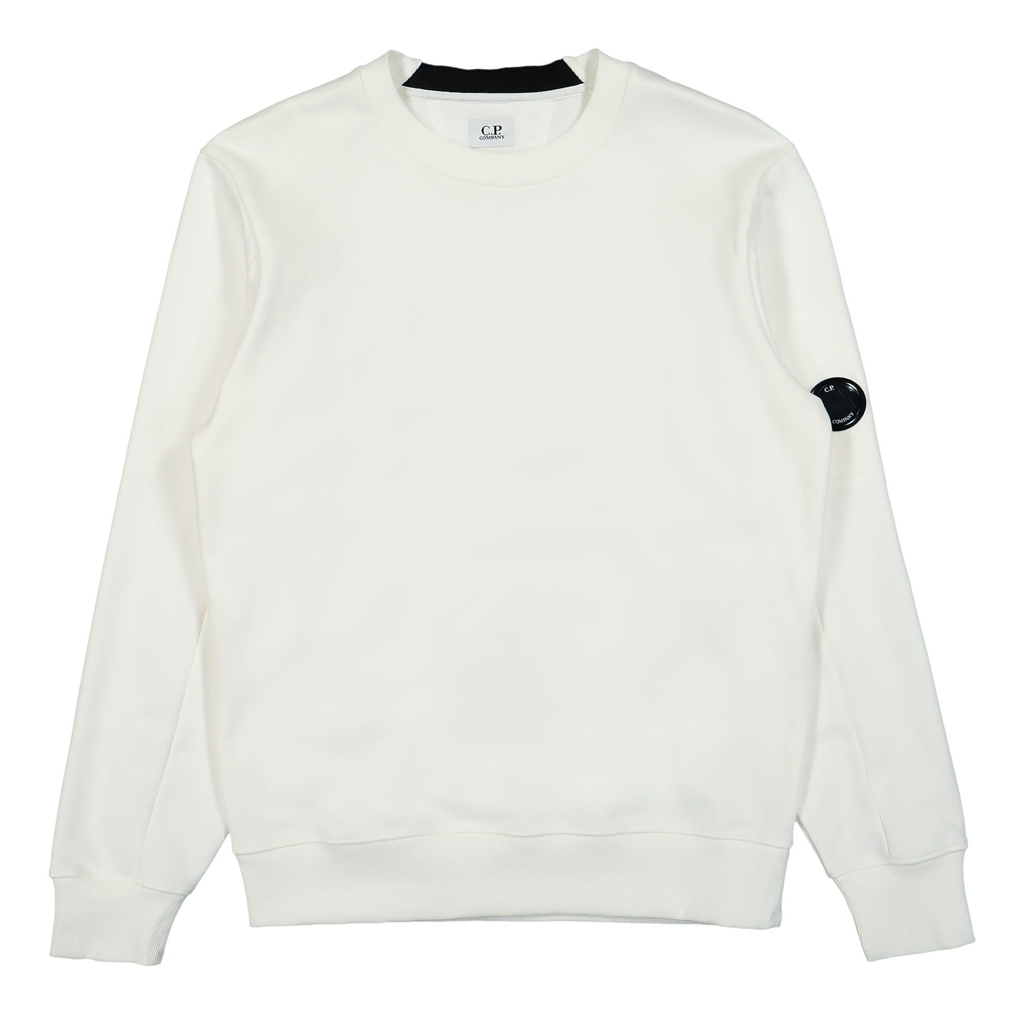 C.P. Company Diagonal Raised Fleece Crew Neck Sweatshirt Gauze White Sweatshirts 12CMSS022A-005086W 103 | Overkill
