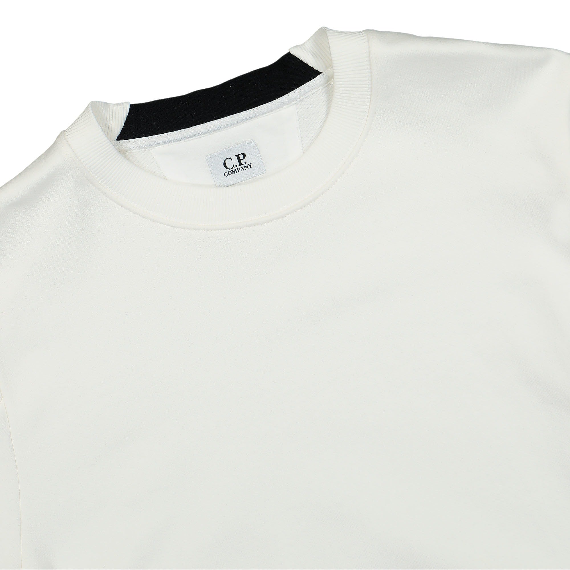 C.P. Company Diagonal Raised Fleece Crew Neck Sweatshirt Gauze White Sweatshirts Close-up | Overkill