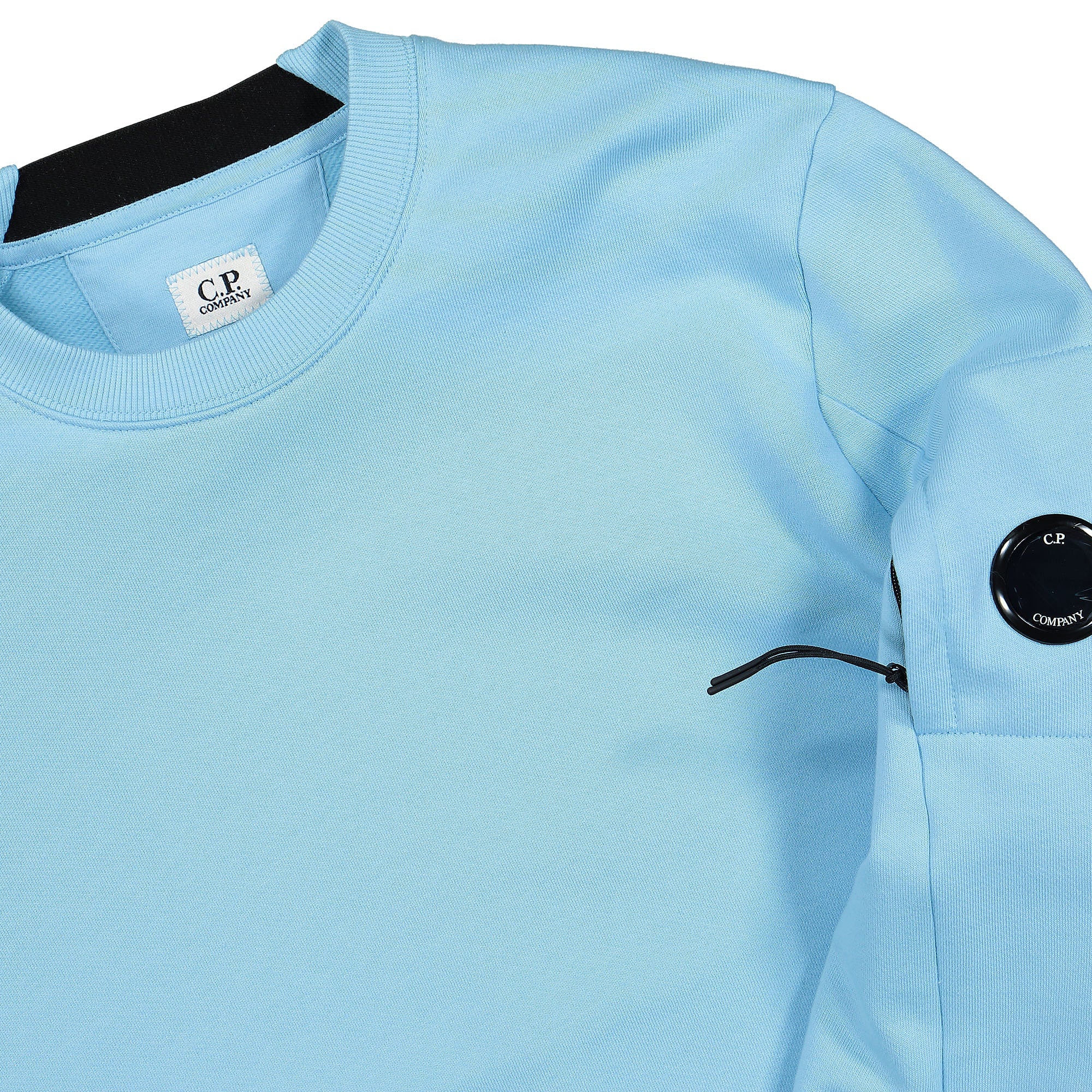 C.P. Company Diagonal Raised Fleece Crew Neck Sweatshirt Sky Blue Sweatshirts Close-up | Overkill