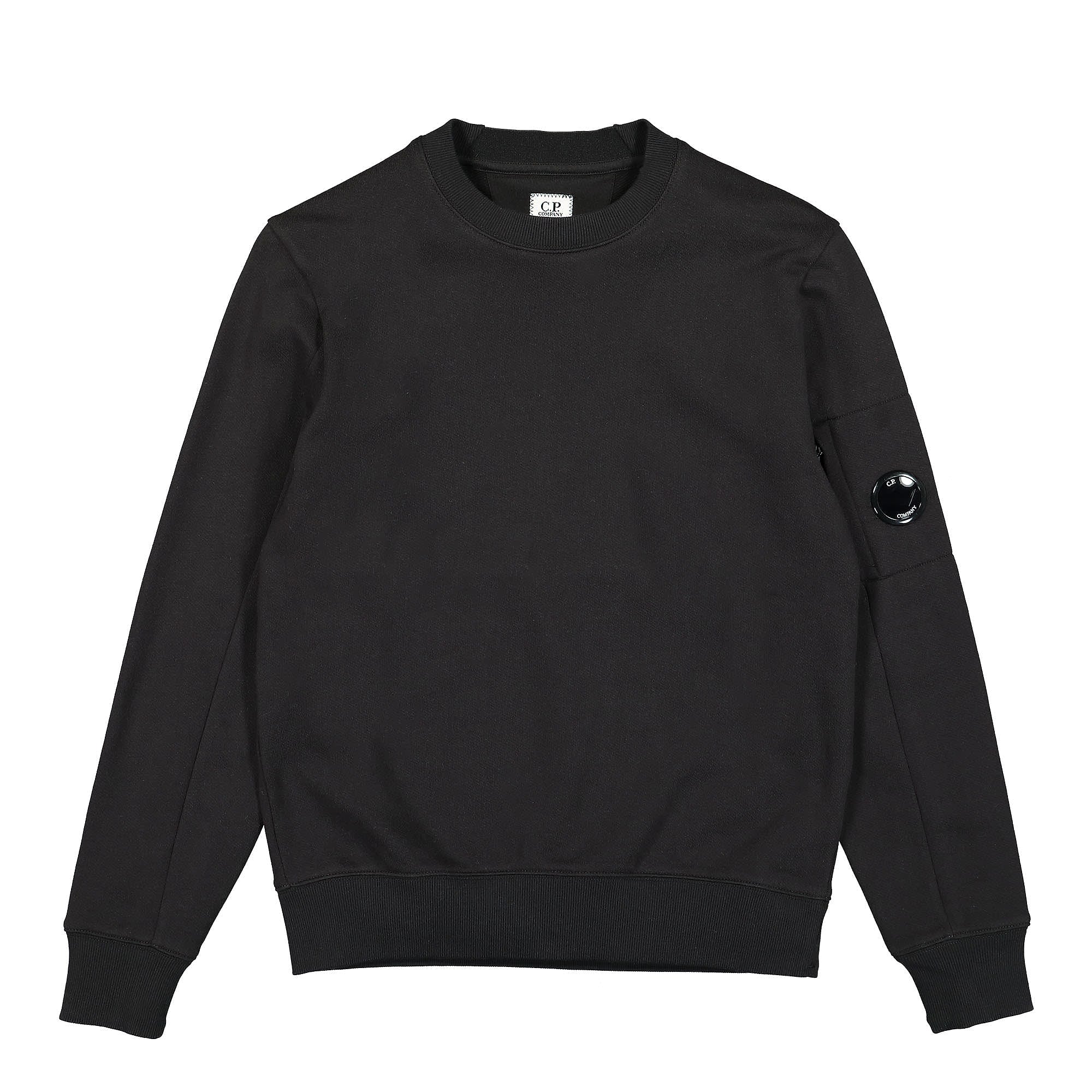 C.P. Company Diagonal Raised Fleece Crew Neck Sweatshirt Black Sweatshirts 12CMSS022A-005086W 999 | Overkill
