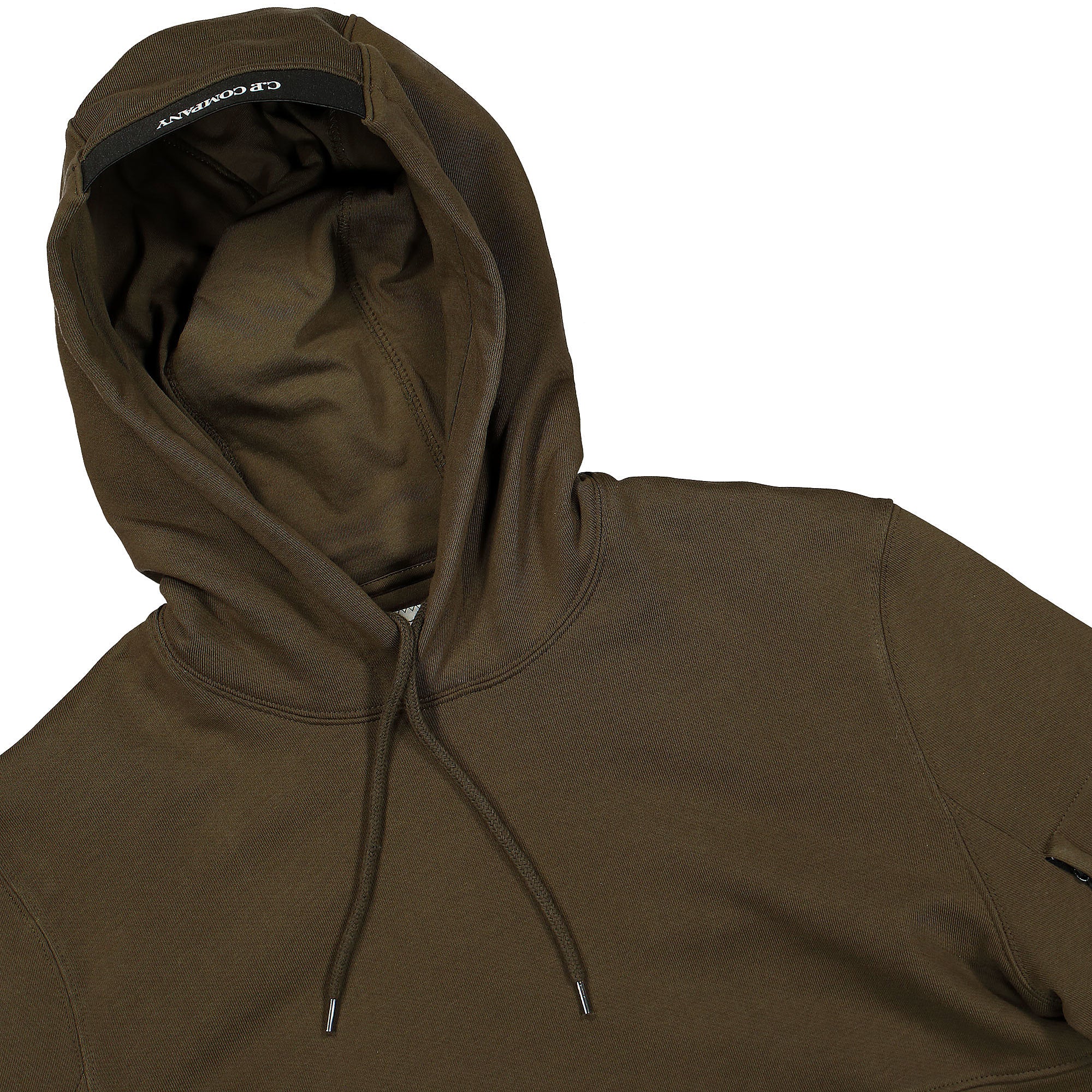 C.P. Company Diagonal Raised Fleece Pullover Hoodie Ivy Green Hoodies Close-up | Overkill