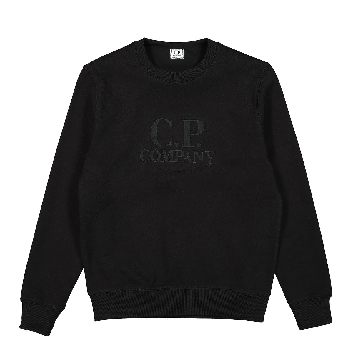 C.P. Company Diagonal Raised Fleece Logo Sweatshirt Black Sweatshirts 12CMSS024A-005086W 999 | Overkill