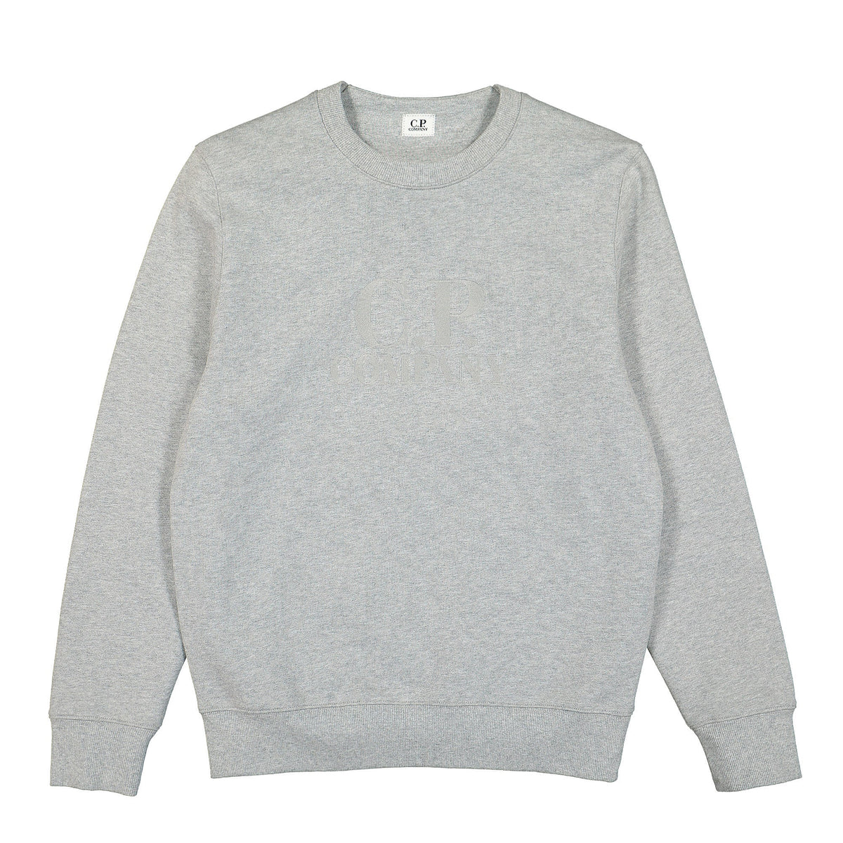 C.P. Company Diagonal Raised Fleece Logo Sweatshirt Grey Melange Sweatshirts 12CMSS024A-005086W M93 | Overkill