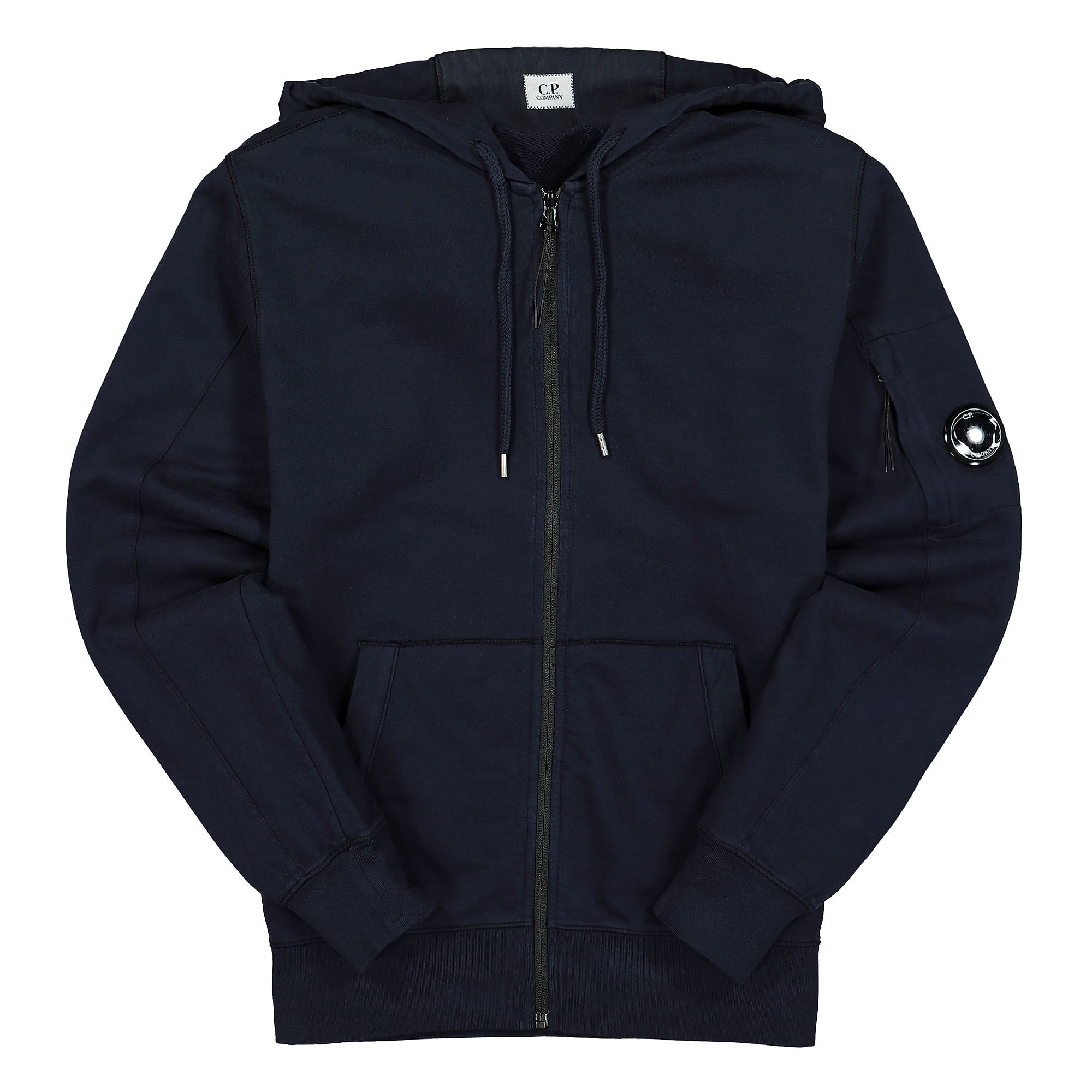 C.P. Company Light Fleece Zipped Hoodie Total Eclipse Hoodies 12CMSS034A-002246G 888 | Overkill