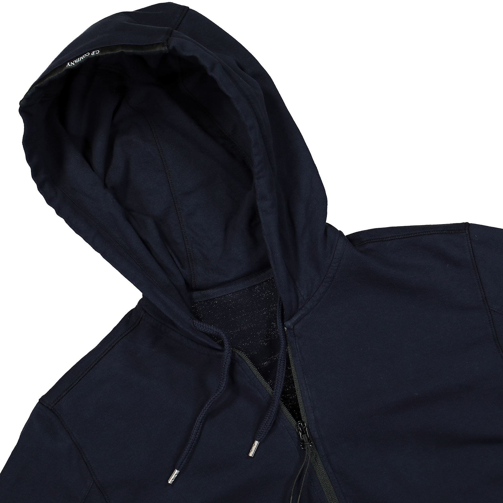 C.P. Company Light Fleece Zipped Hoodie Total Eclipse Hoodies Close-up | Overkill