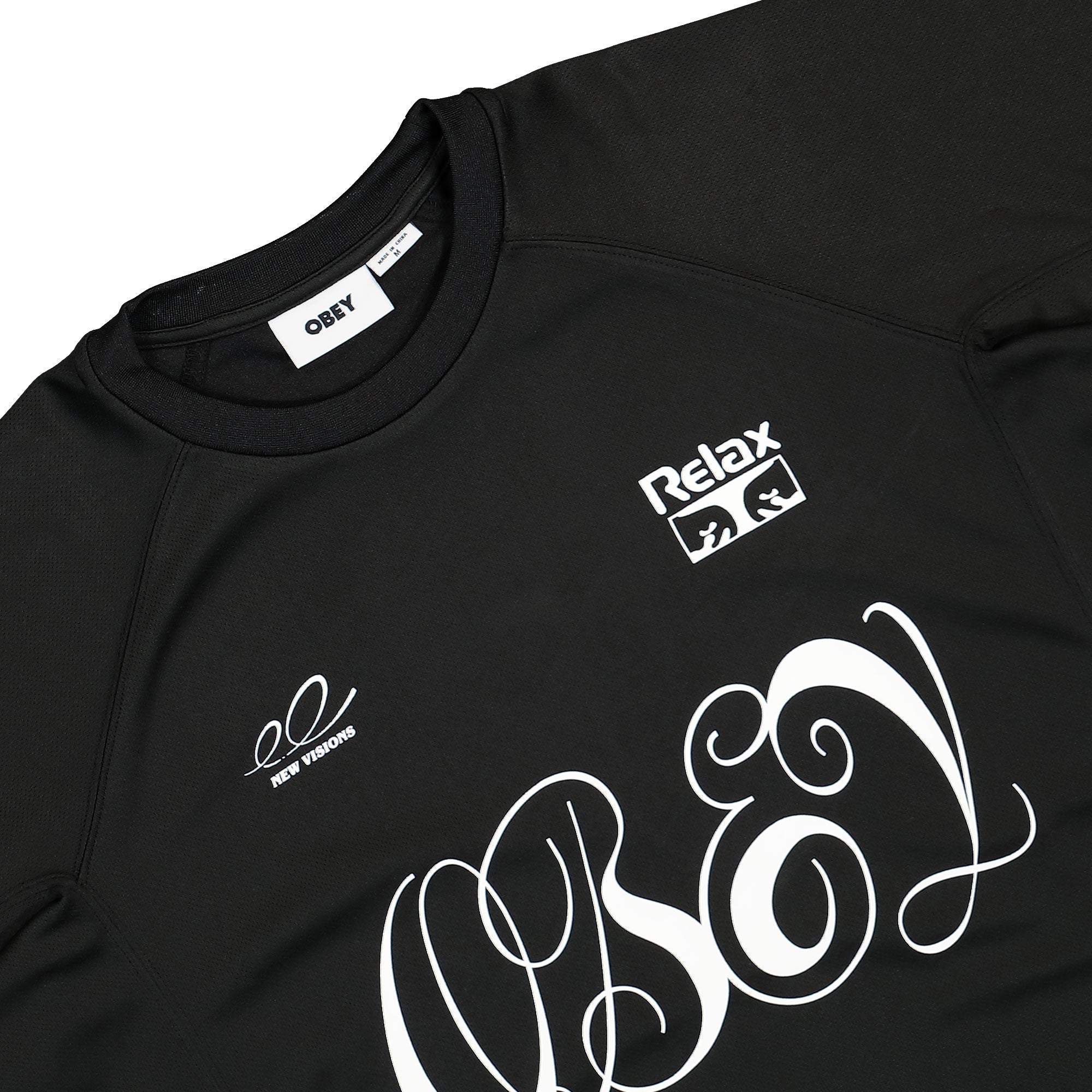 Obey Plaza Active Top Black T-Shirts Close-up | Overkill