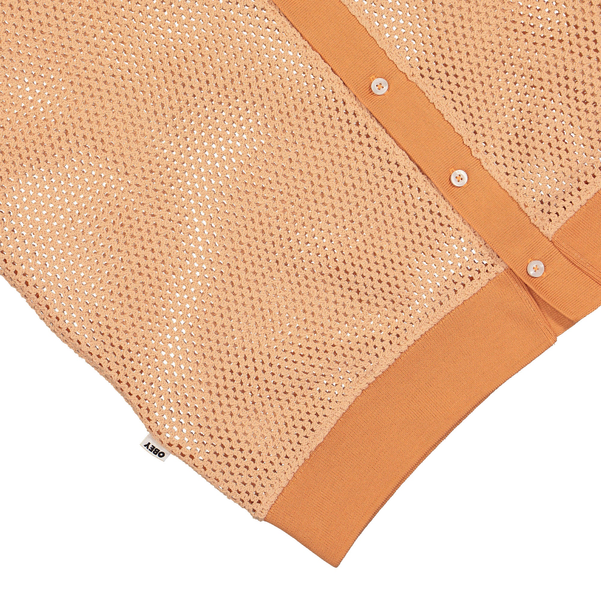 Obey Grove Button-Up Polo Peach Sand Shirts Detailfoto | Overkill