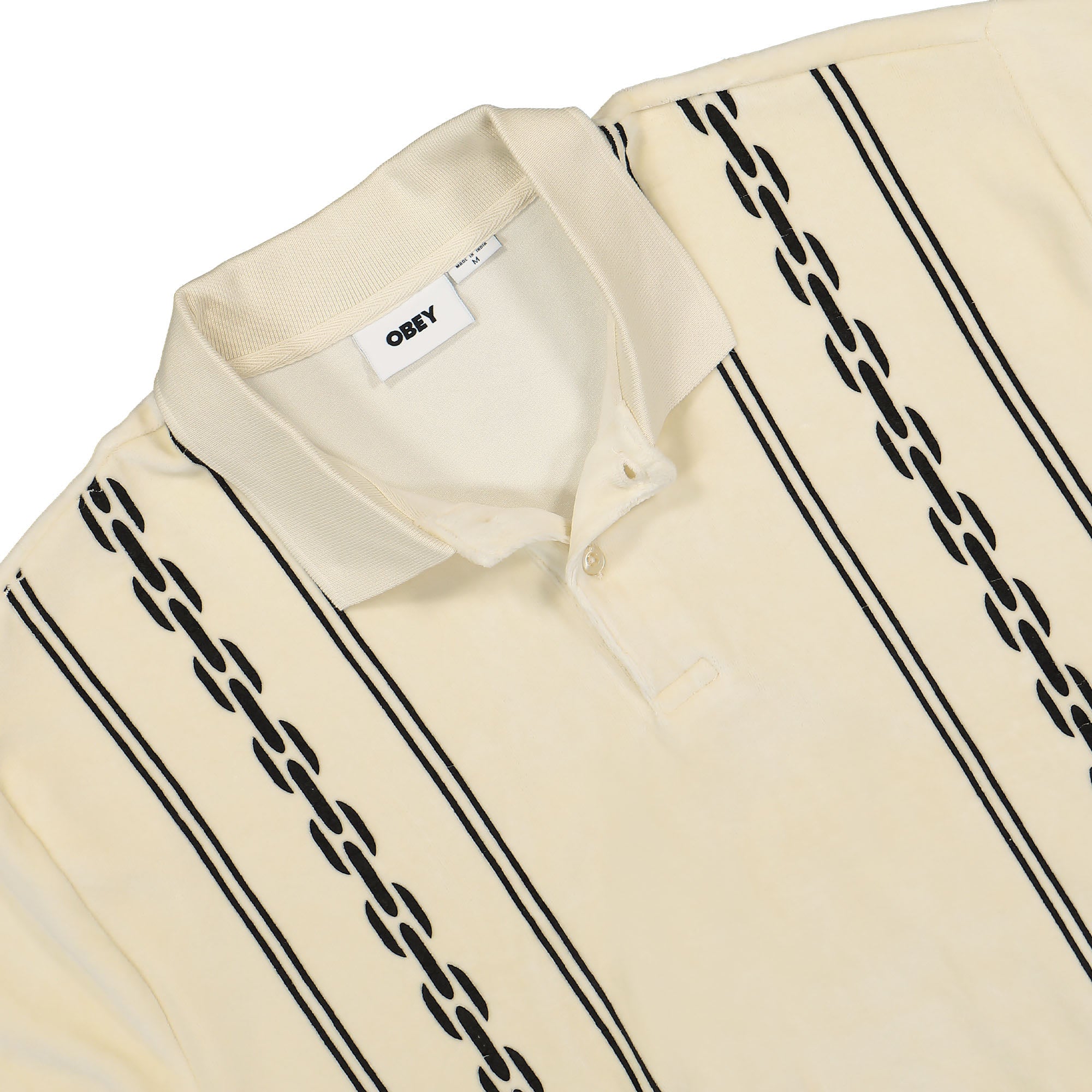 Obey Pensa Velour Polo SS Unbleached Multi Polo Shirts Close-up | Overkill