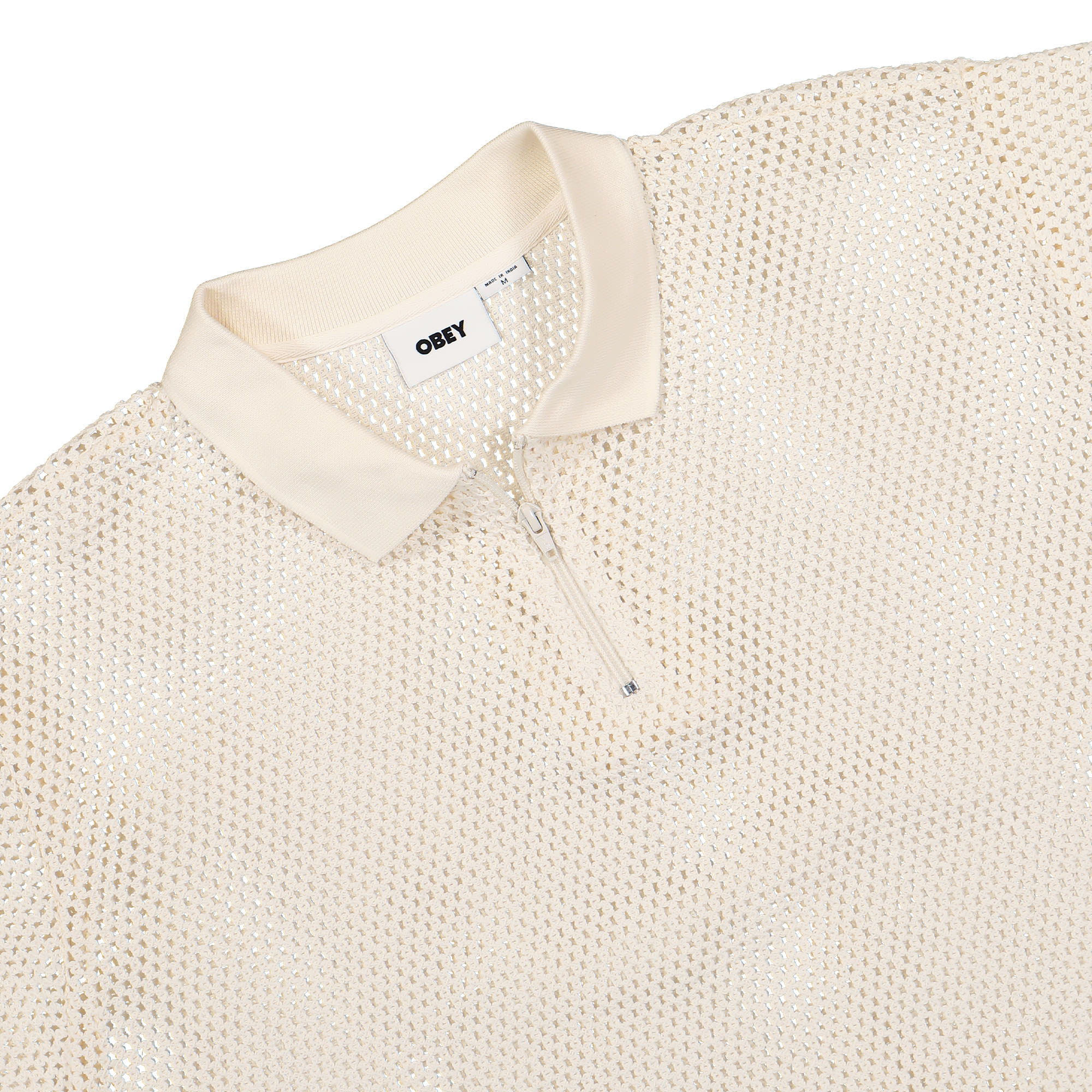 Obey Rolling Button-Up Polo SS Unbleached Polo Shirts Close-up | Overkill