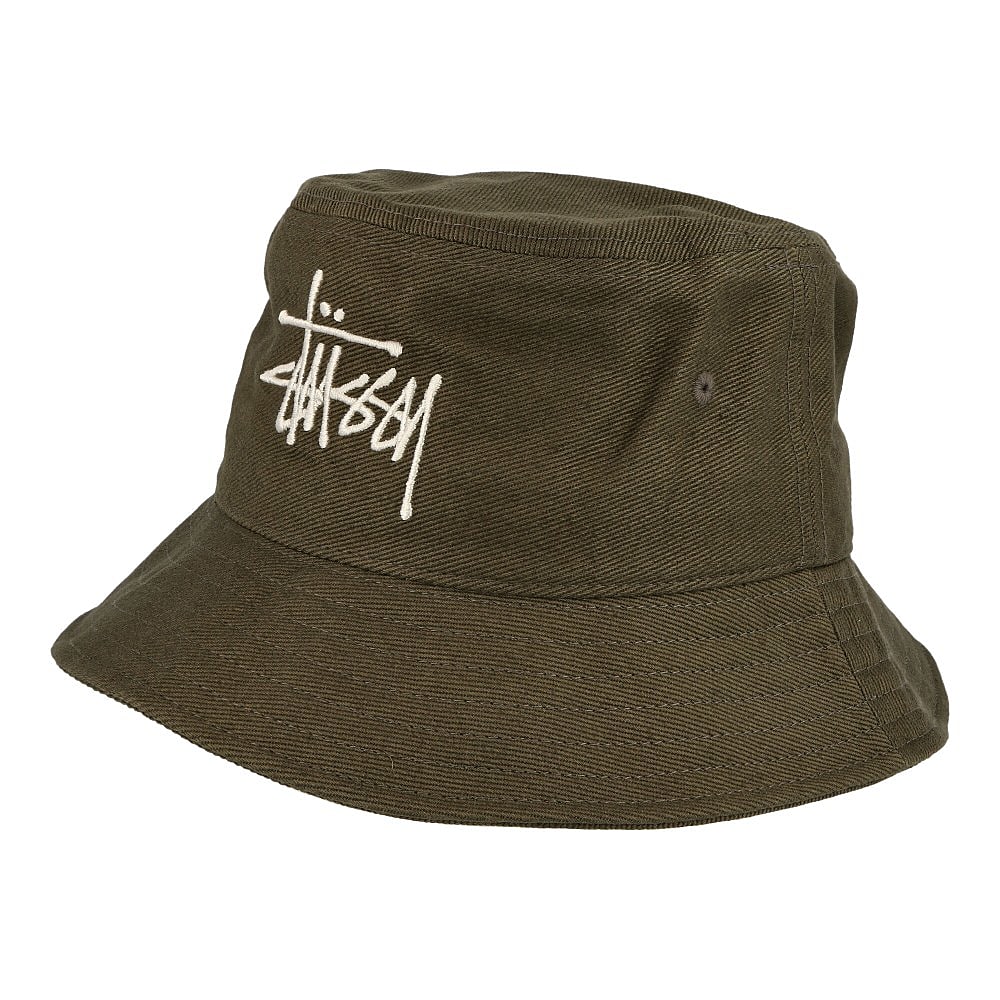 Stussy Big Logo Twill Bucket Hat Olive Bucket Hats 1321024 / 0403 | Overkill
