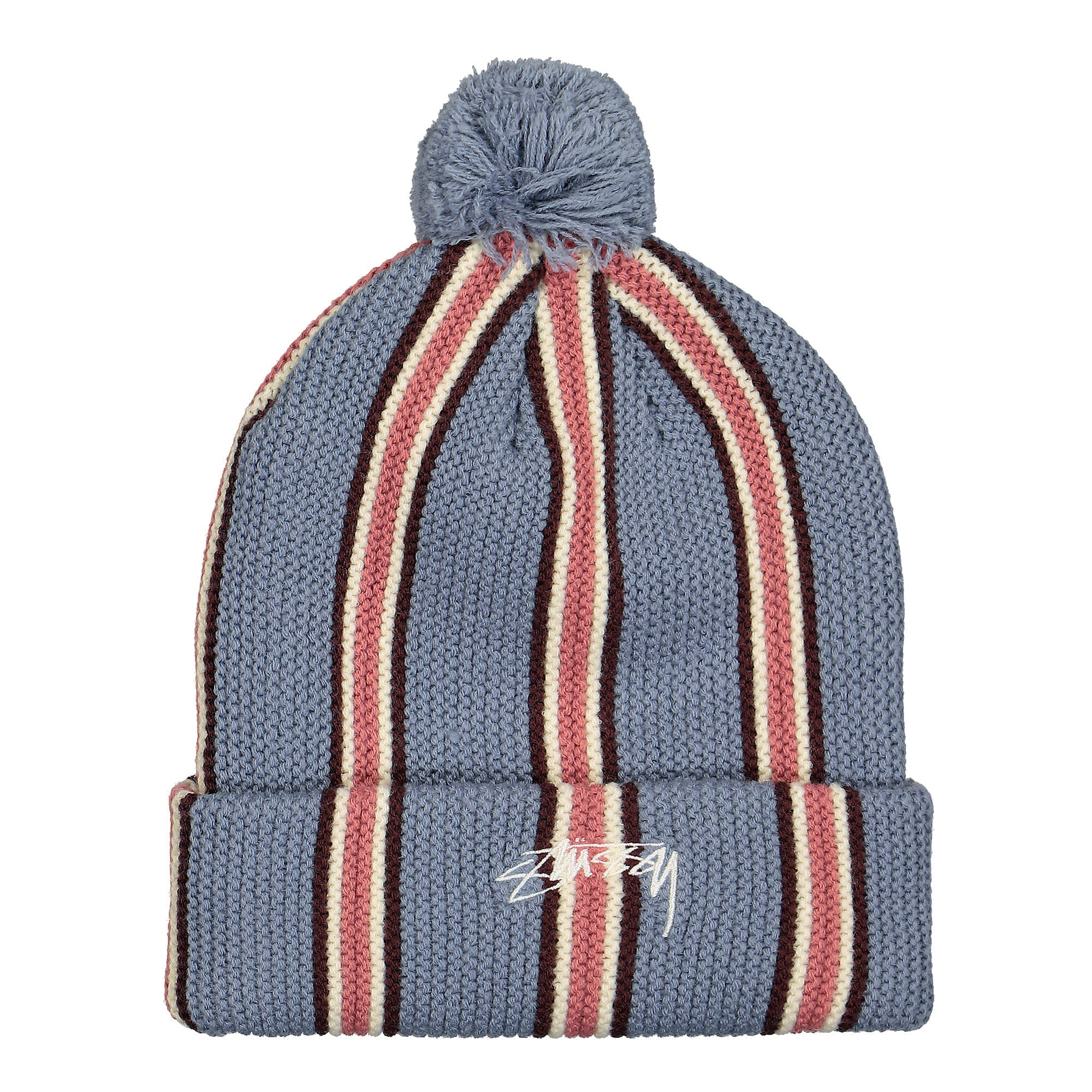 Stussy Striped Pom Beanie Blue Beanies 1321079 / 0801 | Overkill