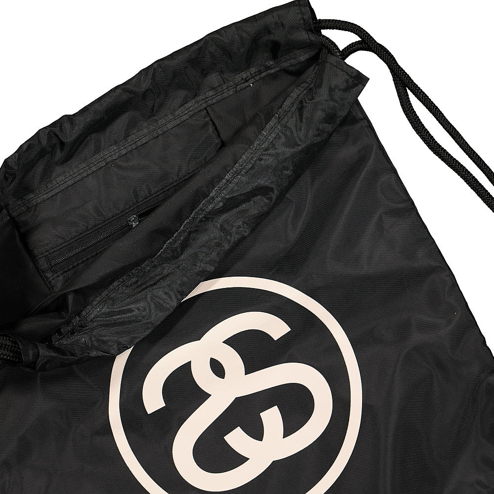 Stussy SS Link String Bag Black Duffle Bags Close-up | Overkill