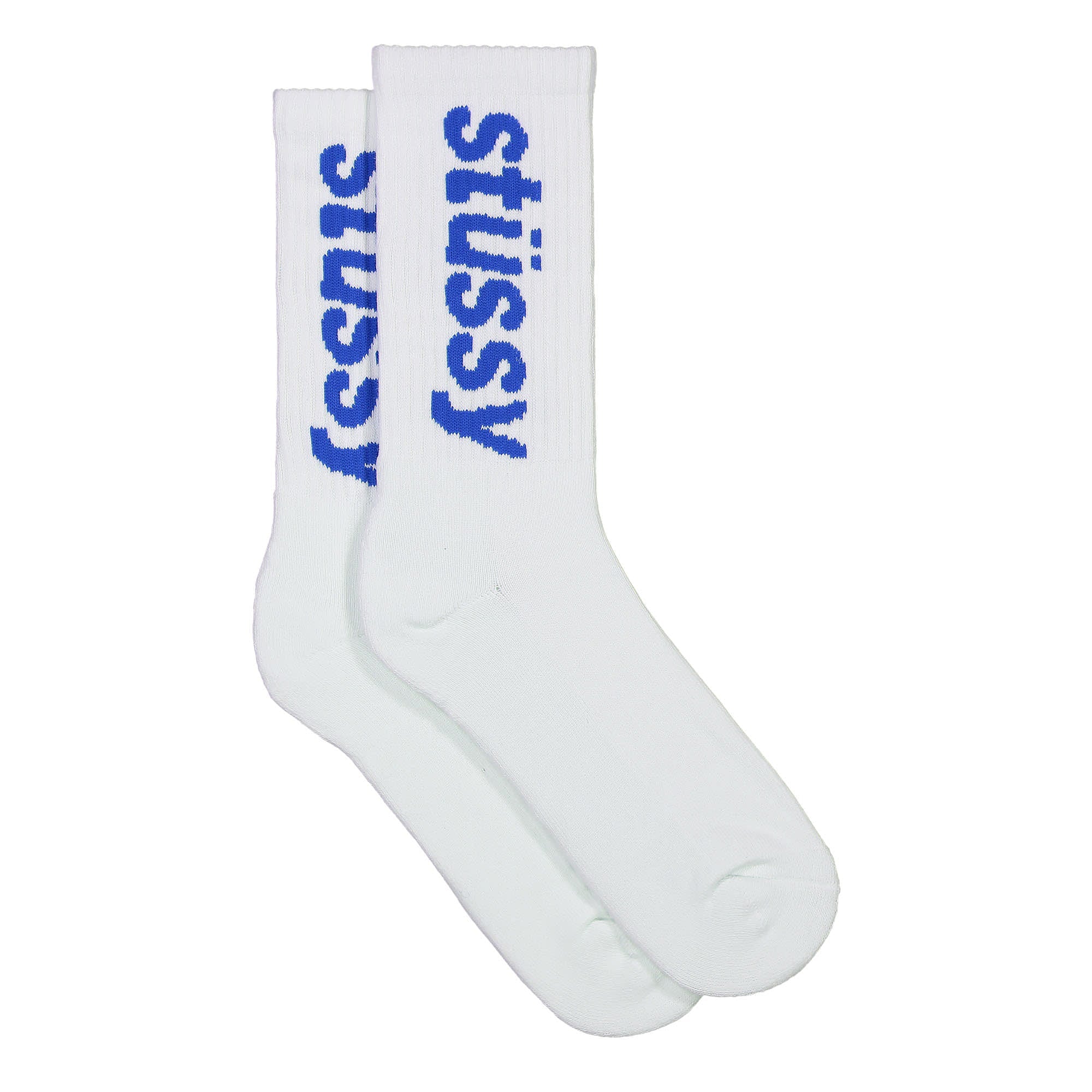 Stussy Helvetica Jacquard Crew Socks Sky Blue Socks Material | Overkill