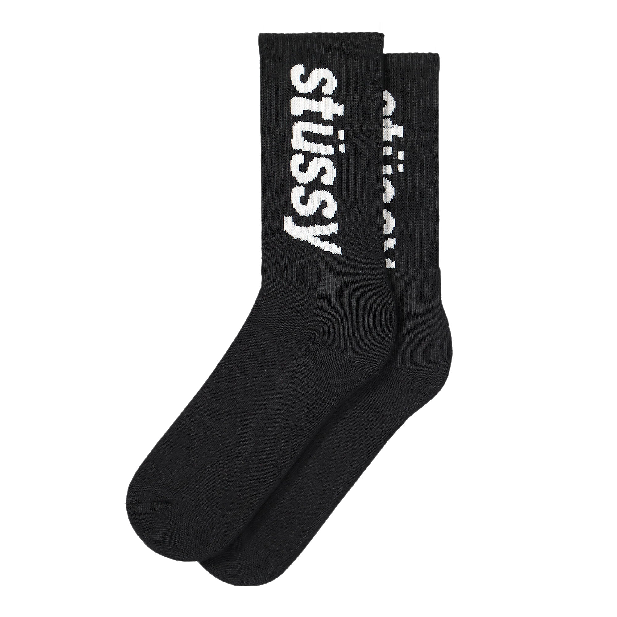Stussy Helvetica Jacquard Crew Socks Black Socks 138742 / 0001 | Overkill