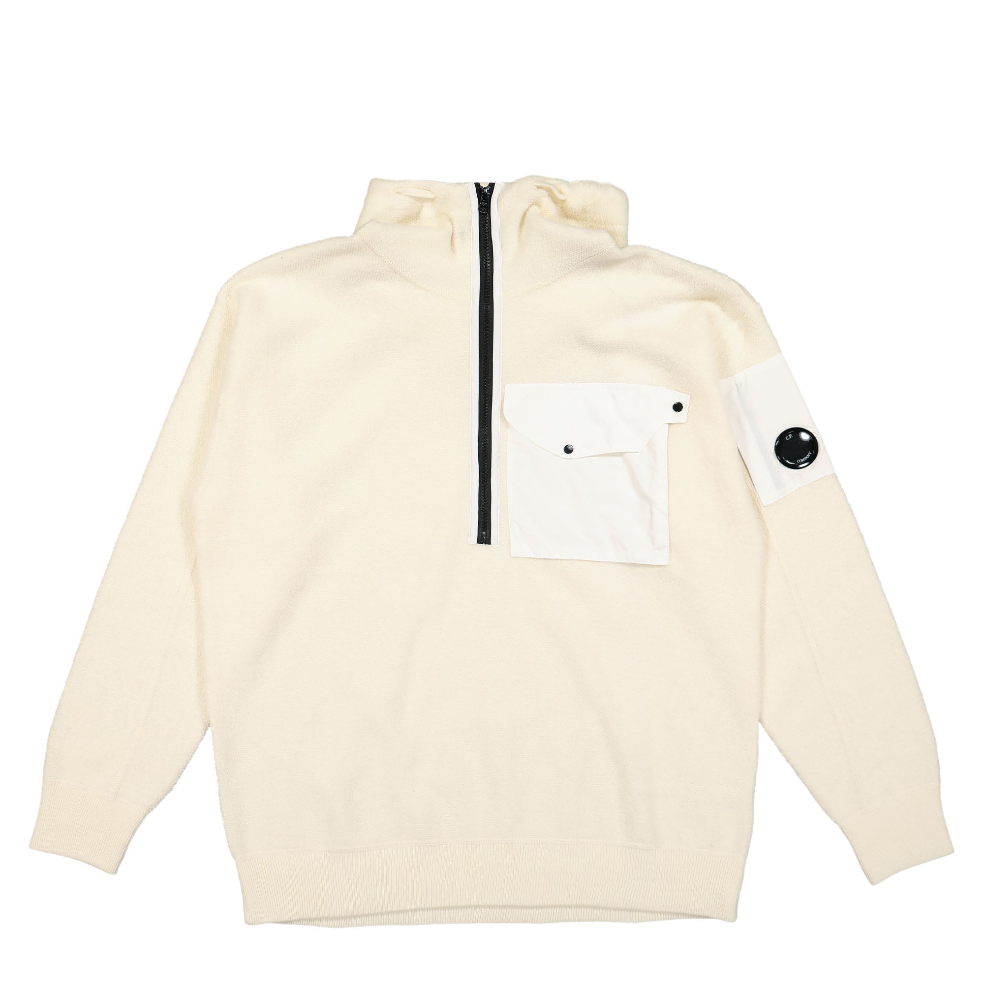 C.P. Company Knitwear Hooded Lambswool Gauze White Hoodies 13CMKN242A-005504M 103 | Overkill