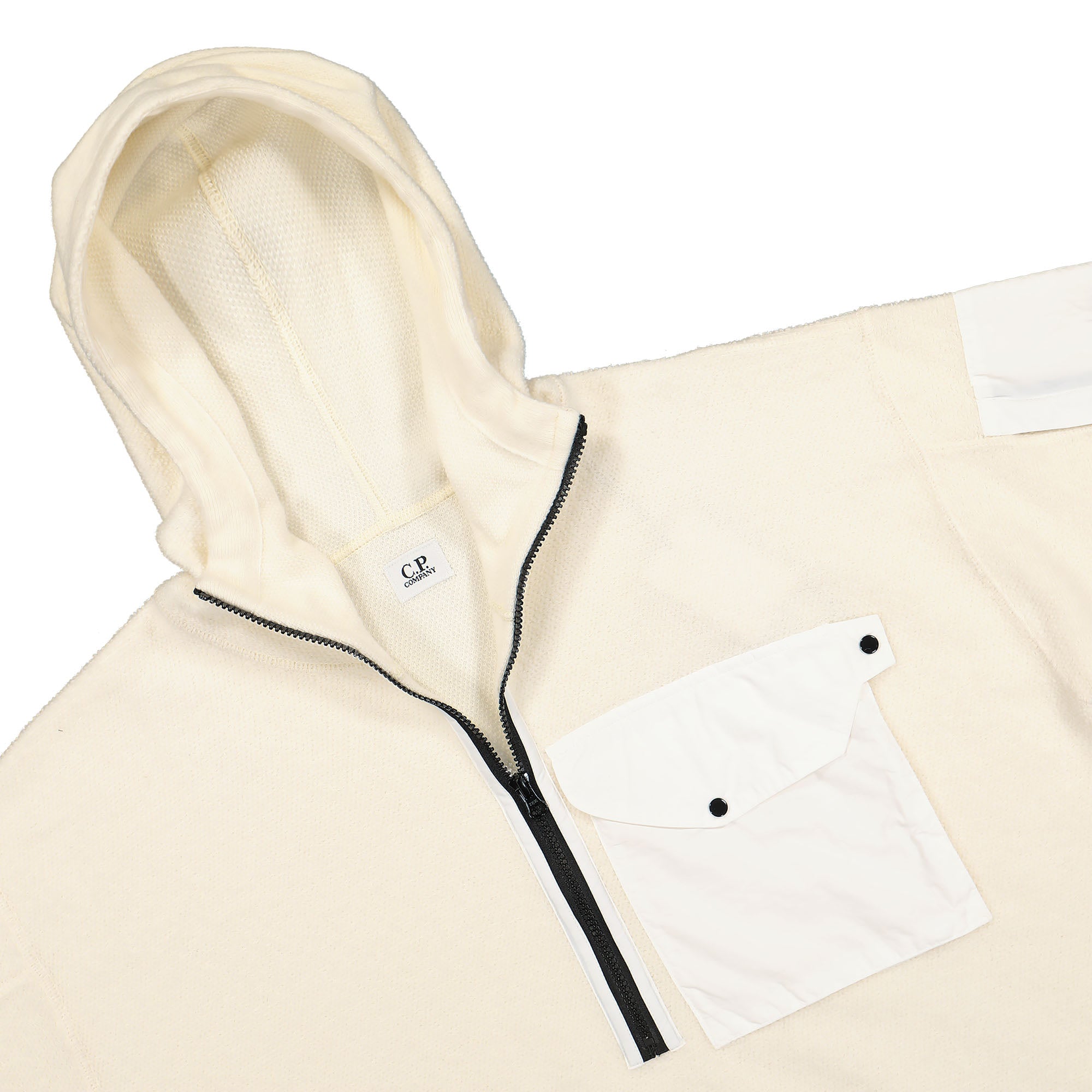C.P. Company Knitwear Hooded Lambswool Gauze White Hoodies Detailfoto | Overkill