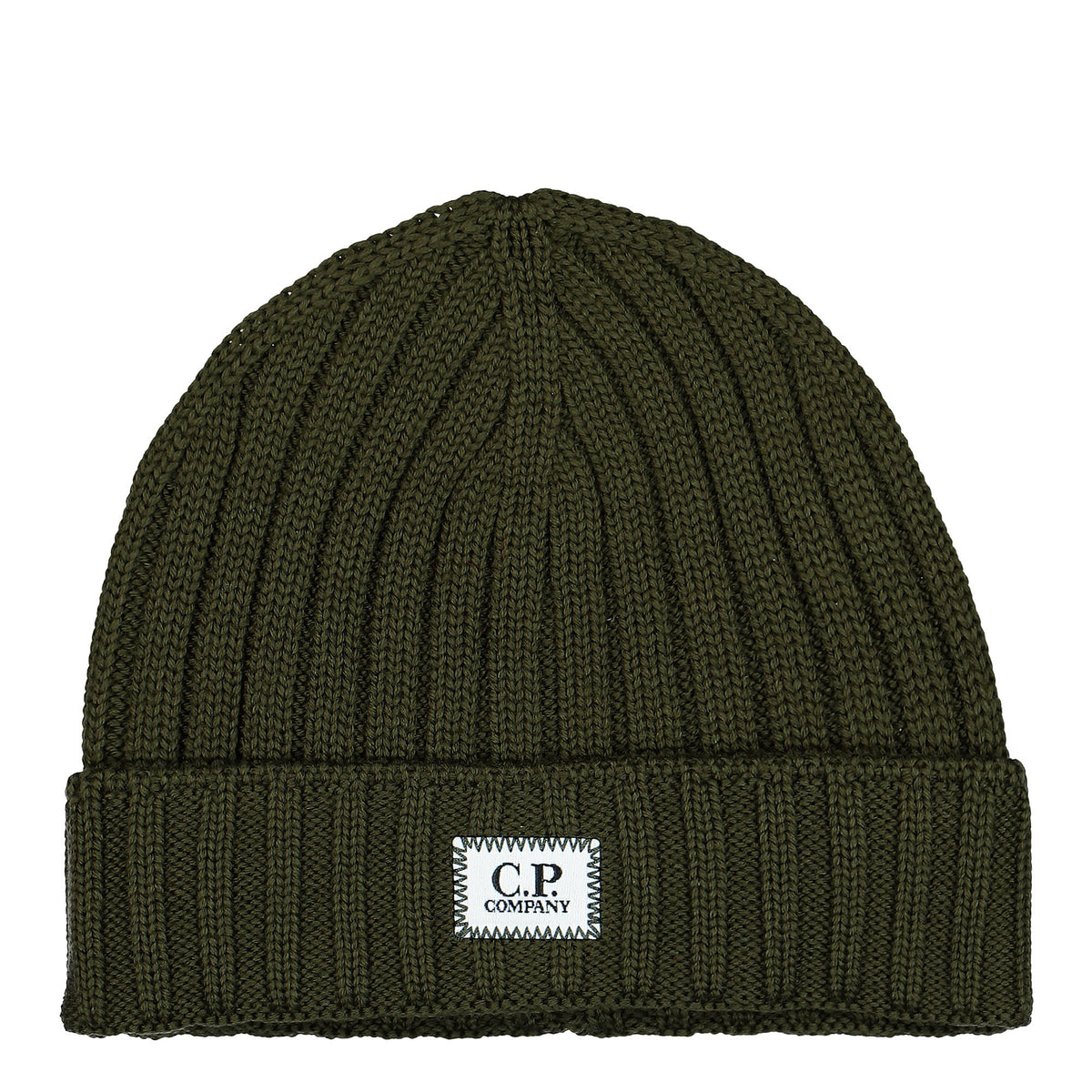 C.P. Company Extra Fine Merino Wool Logo Beanie Ivy Green Beanies 13CMAC120A-005509A 683 | Overkill