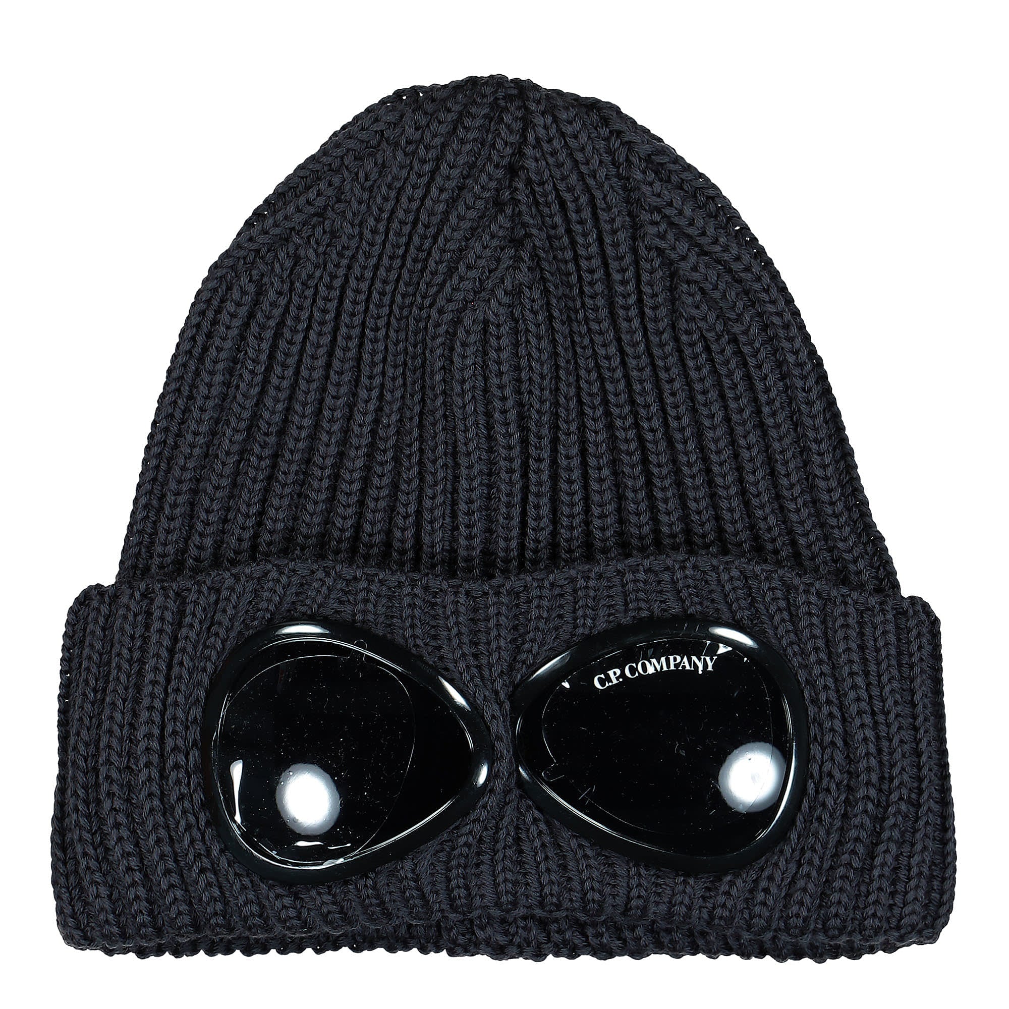 C.P. Company Extra Fine Merino Wool Goggle Beanie Dark Fog Grey Beanies 13CMAC122A-005509A 968 | Overkill
