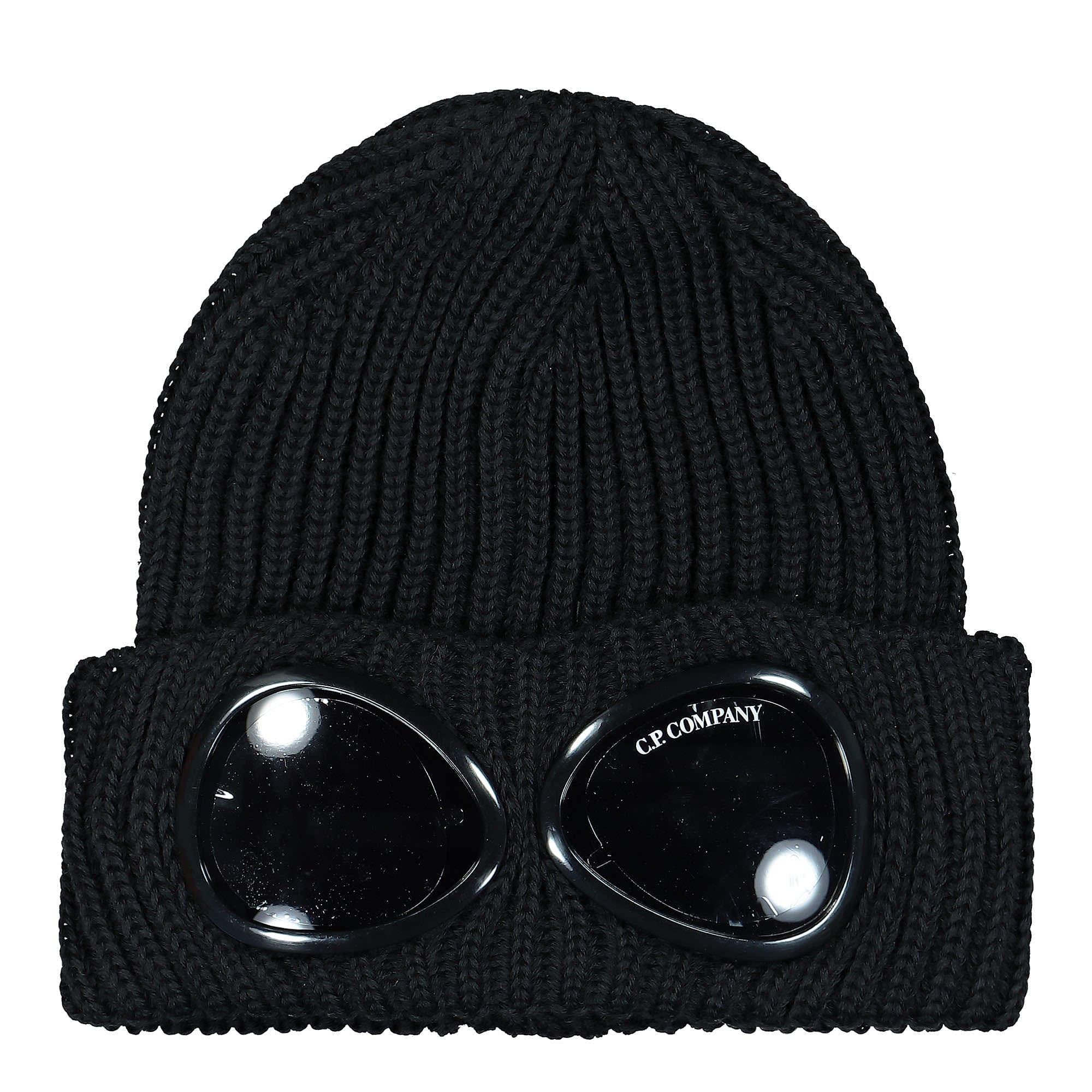 C.P. Company Extra Fine Merino Wool Goggle Beanie Black Beanies 13CMAC122A-005509A 999 | Overkill