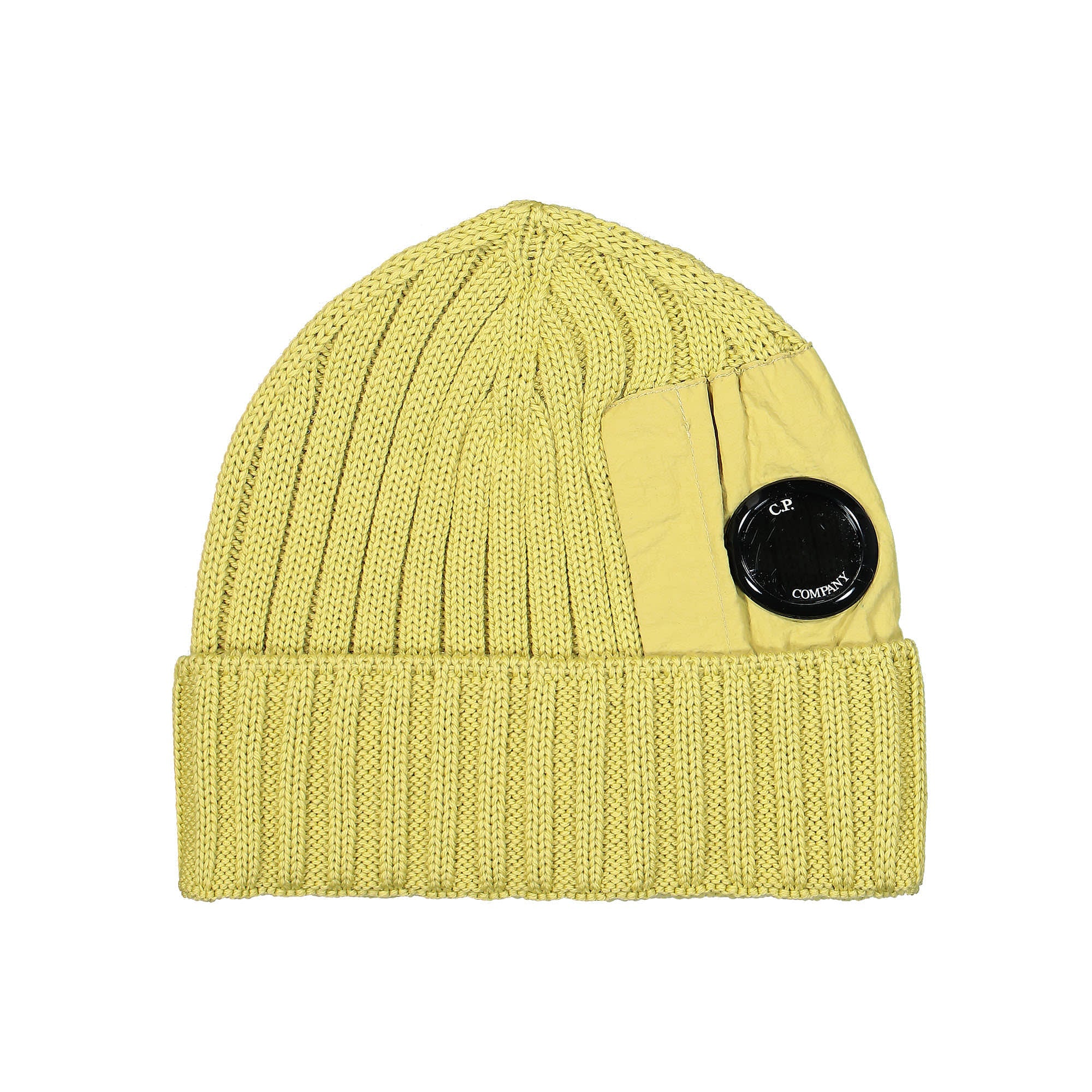 C.P. Company Extra Fine Merino Wool Logo Beanie Golden Palm Beanies 13CMAC300A-005509A 249 | Overkill