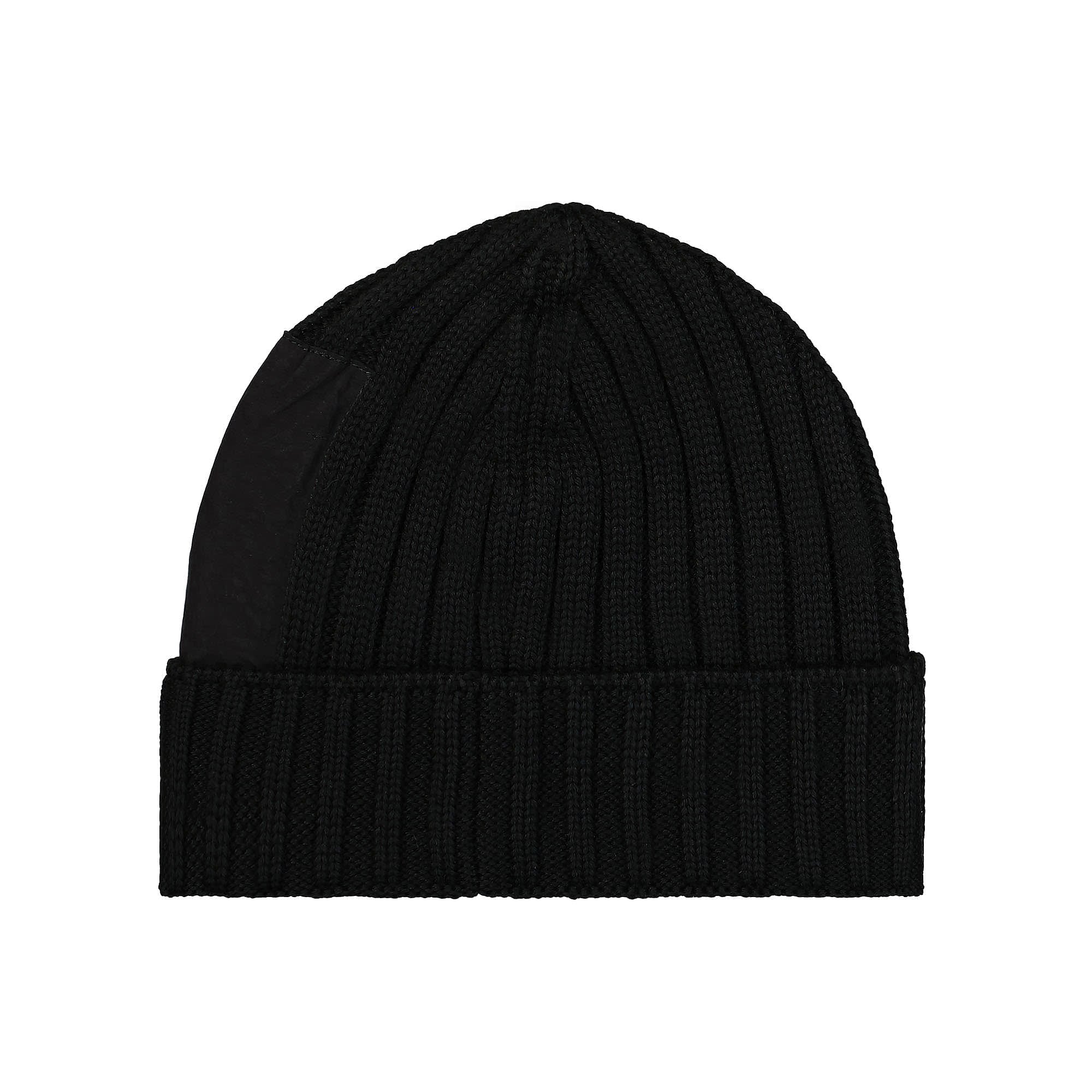 C.P. Company Extra Fine Merino Wool Logo Beanie Black Beanies Material | Overkill