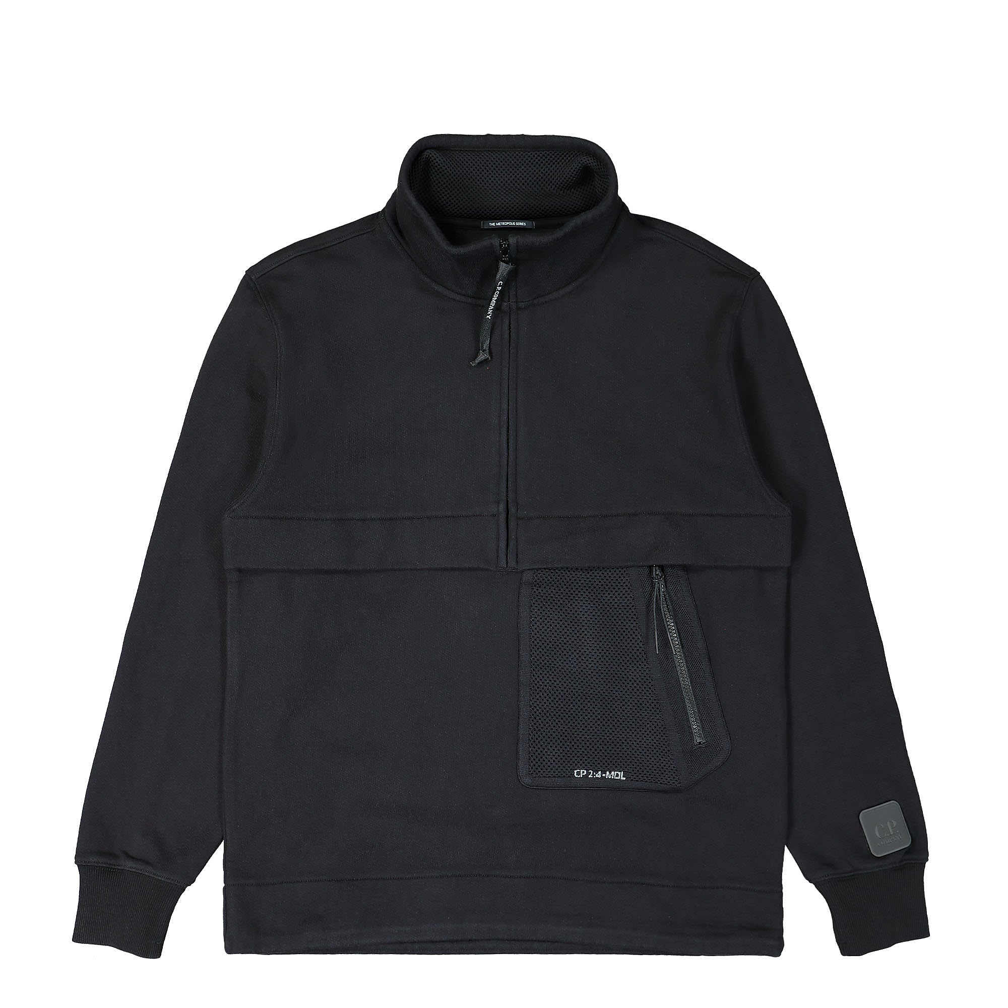 C.P. Company Diagonal Raised Fleece Anorak Black Sweatshirts 13CMSS001A-0050086W 999 | Overkill