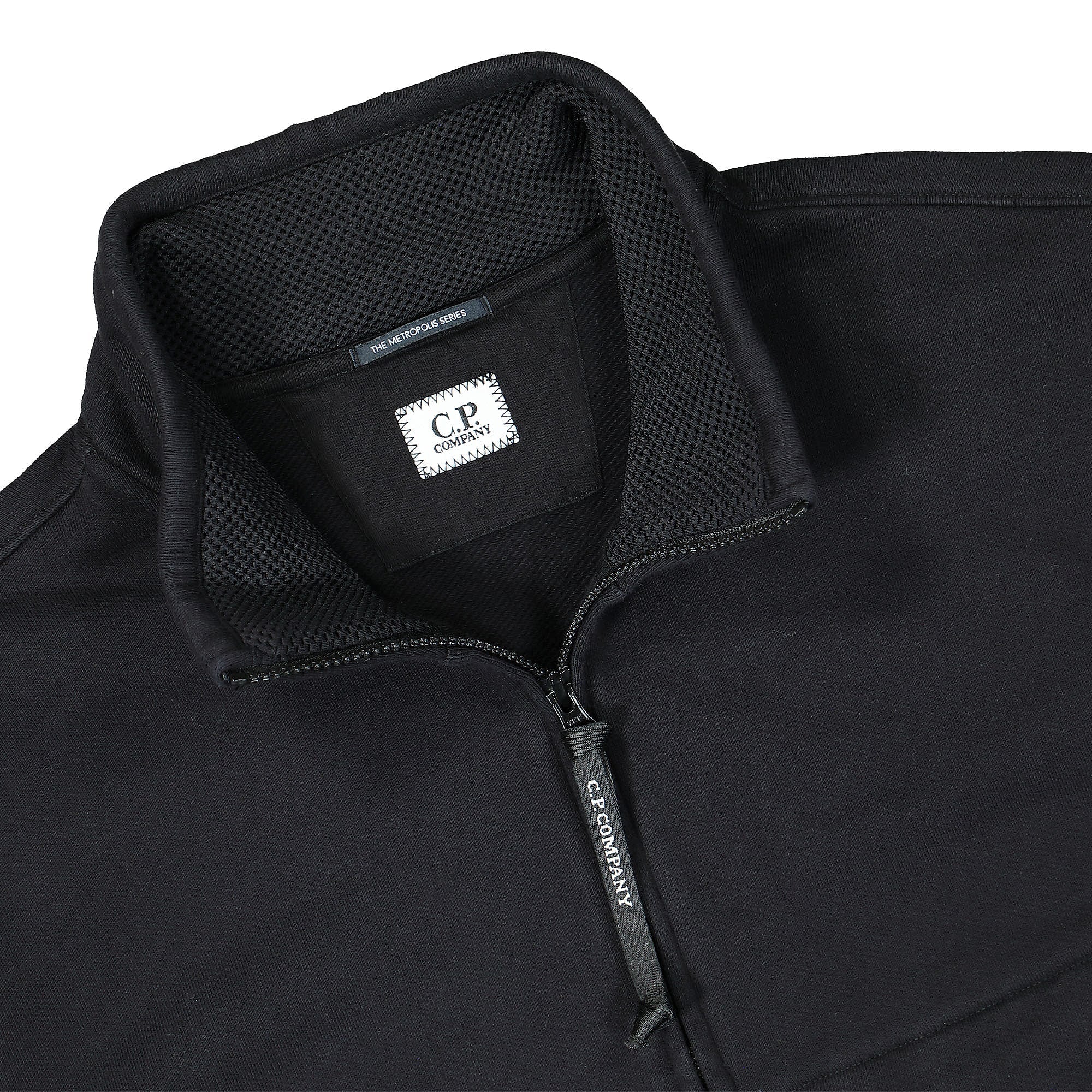 C.P. Company Diagonal Raised Fleece Anorak Black Sweatshirts Close-up | Overkill