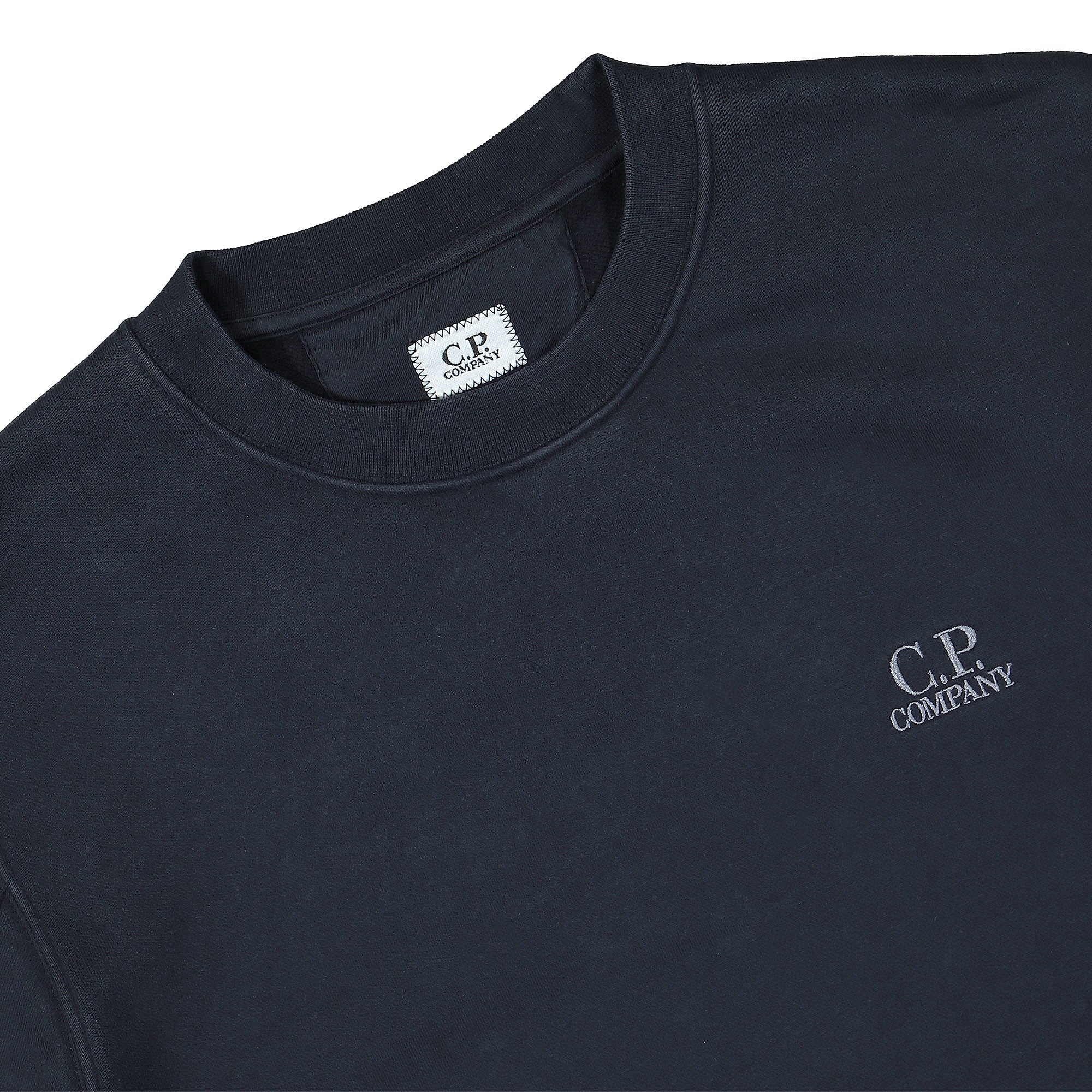C.P. Company Brushed and Emerized Diagonal Fleece Sweatshirt Total Eclipse Sweatshirts Close-up | Overkill