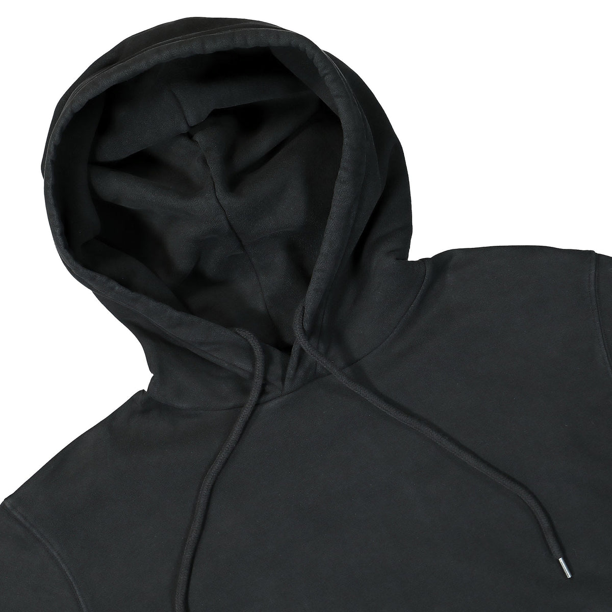 C.P. Company Brushed and Emerized Diagonal Fleece Hoodie Black Hoodies Close-up | Overkill