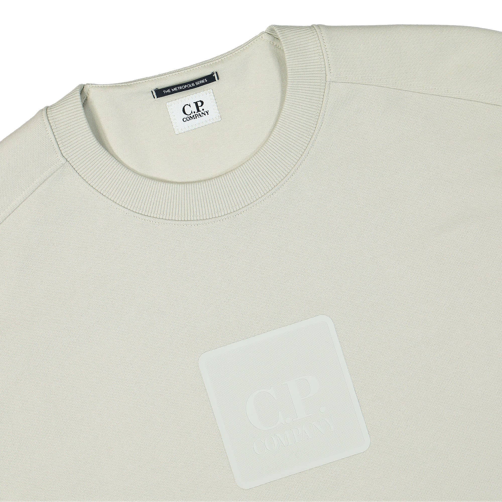 C.P. Company Diagonal Raised Fleece Jumper Pelican Sweatshirts Close-up | Overkill