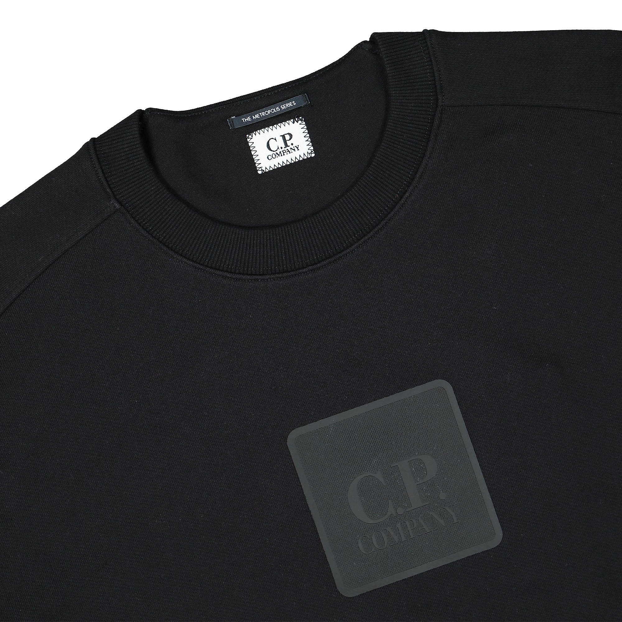 C.P. Company Diagonal Raised Fleece Jumper Black Sweatshirts Close-up | Overkill