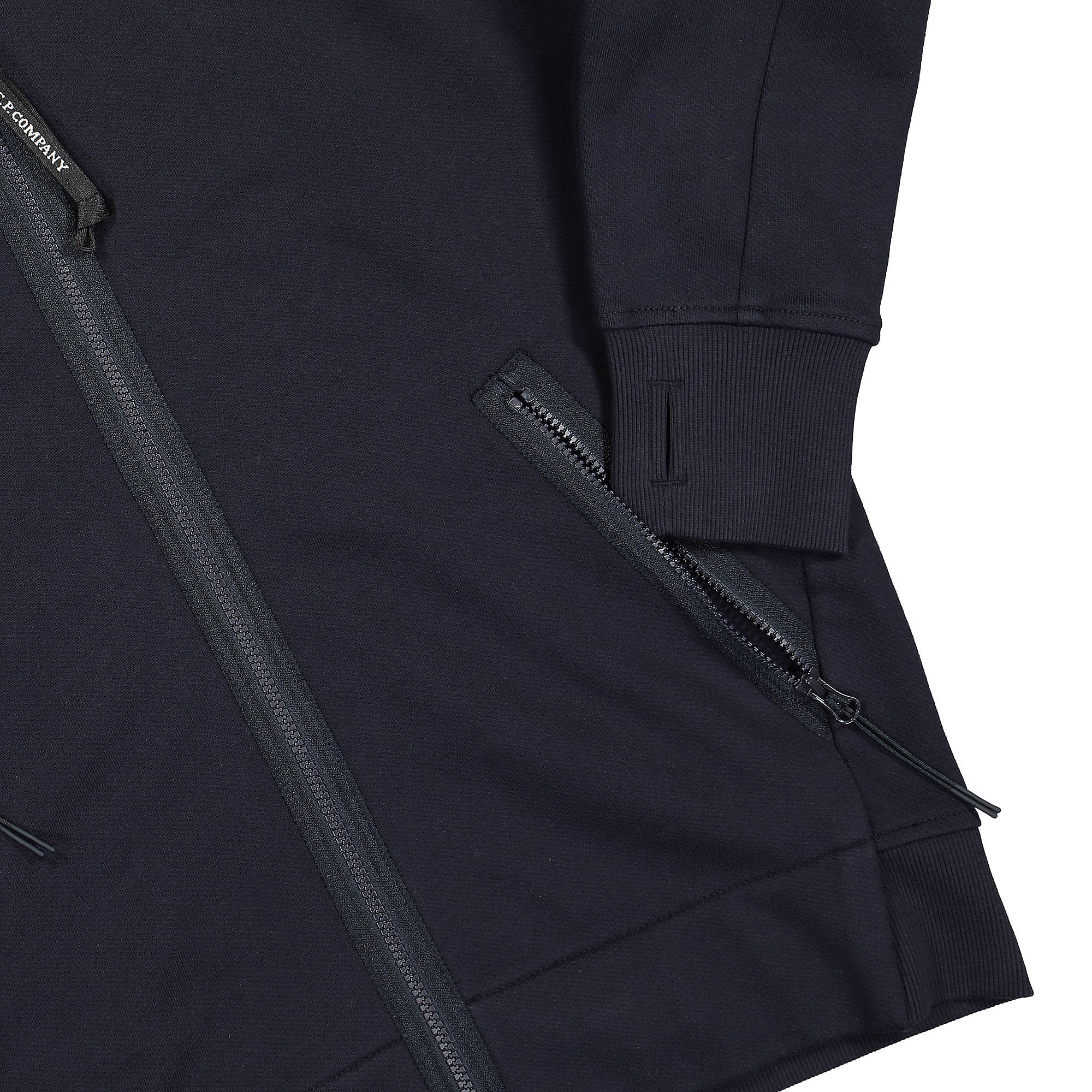 C.P. Company Diagonal Raised Fleece Goggle Hoodie Total Eclipse Hoodies Detailfoto | Overkill
