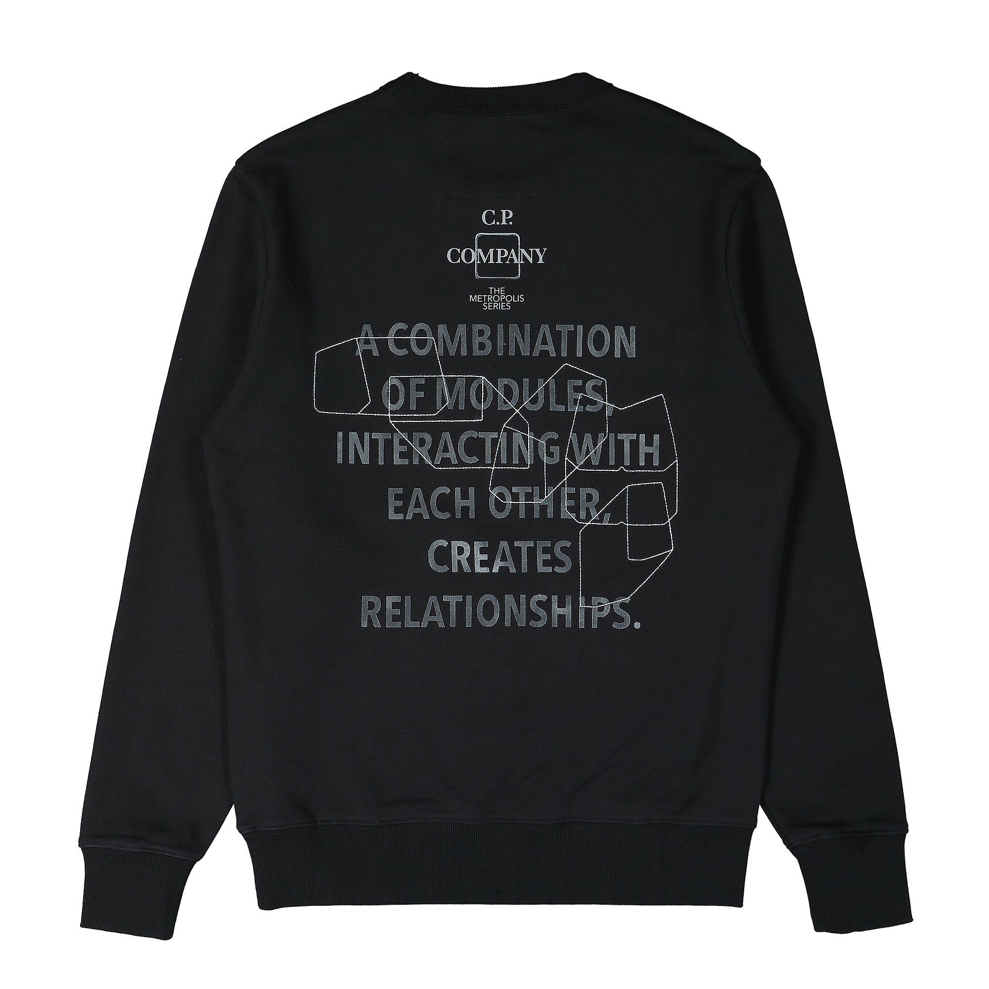 C.P. Company Diagonal Raised Fleece Sweatshirt Black Sweatshirts Close-up | Overkill
