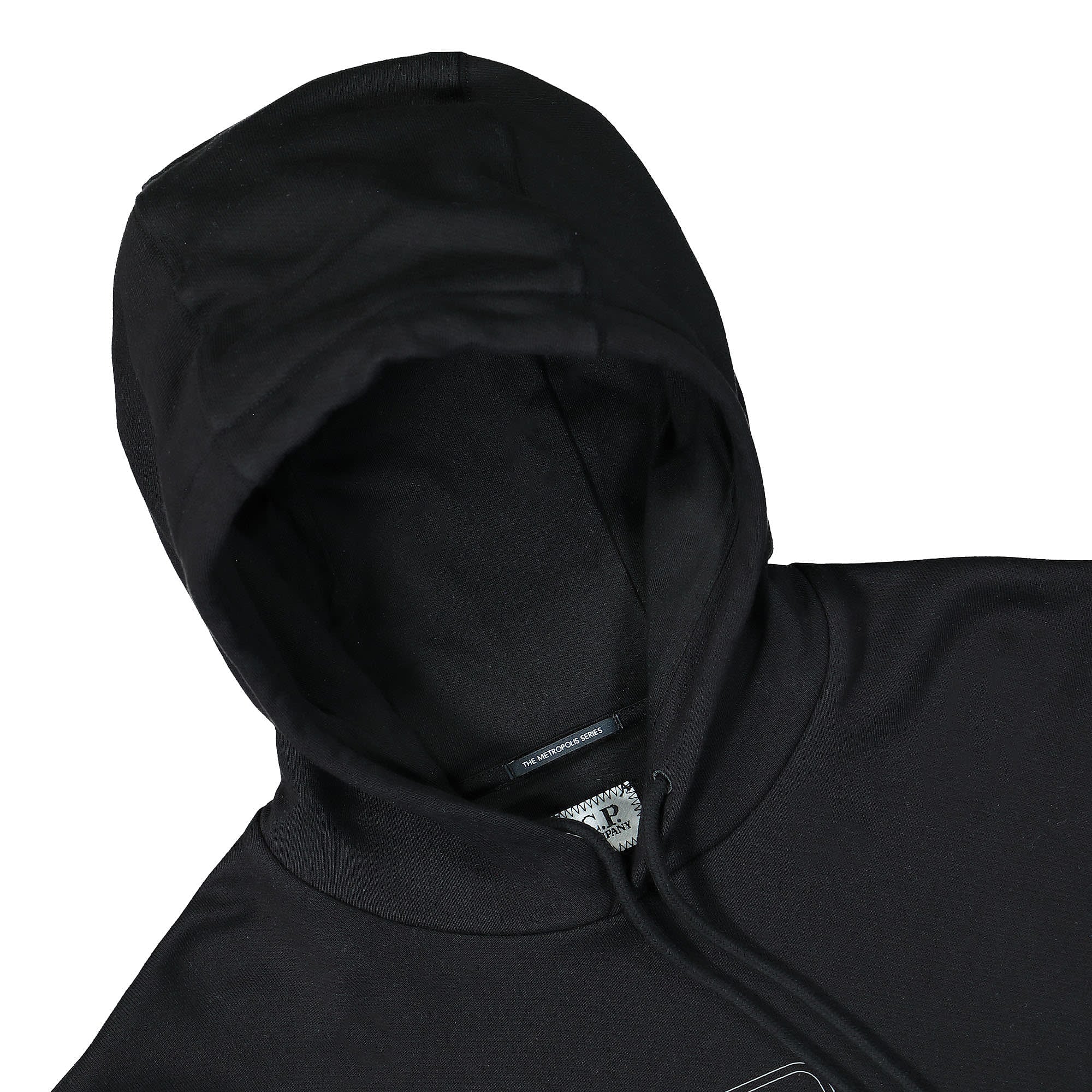 C.P. Company Diagonal Raised Fleece Hoodie Black Hoodies Material | Overkill