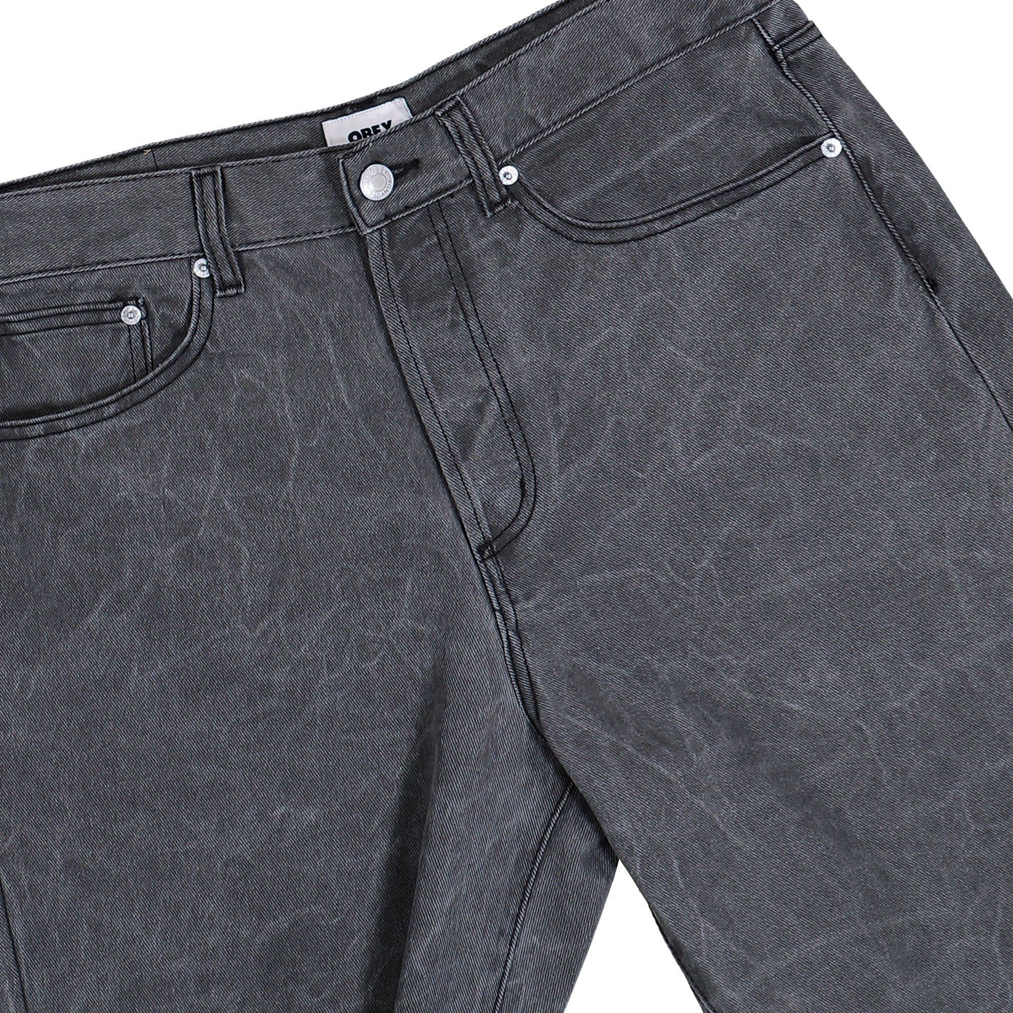 Obey Classic Wrinkle Baggy Denim Black Wrinkle Wash Denim Pant 142010111 / Black Wrinkle Wash Detail View 1 | Overkill