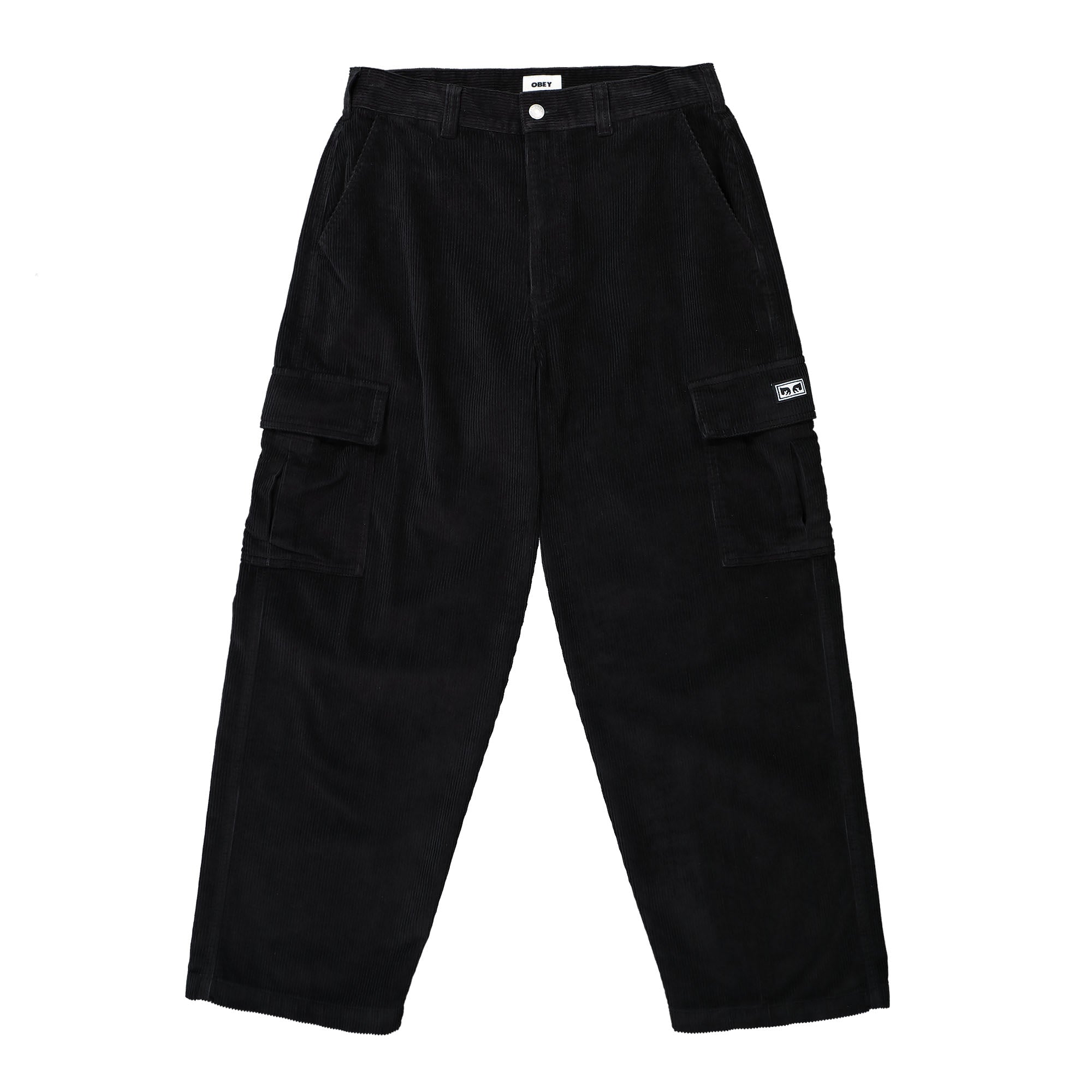 Obey Bigwig Baggy Corduroy Cargo Pant Digital Black Cargo Pants 142020216 / Digital Black | Overkill