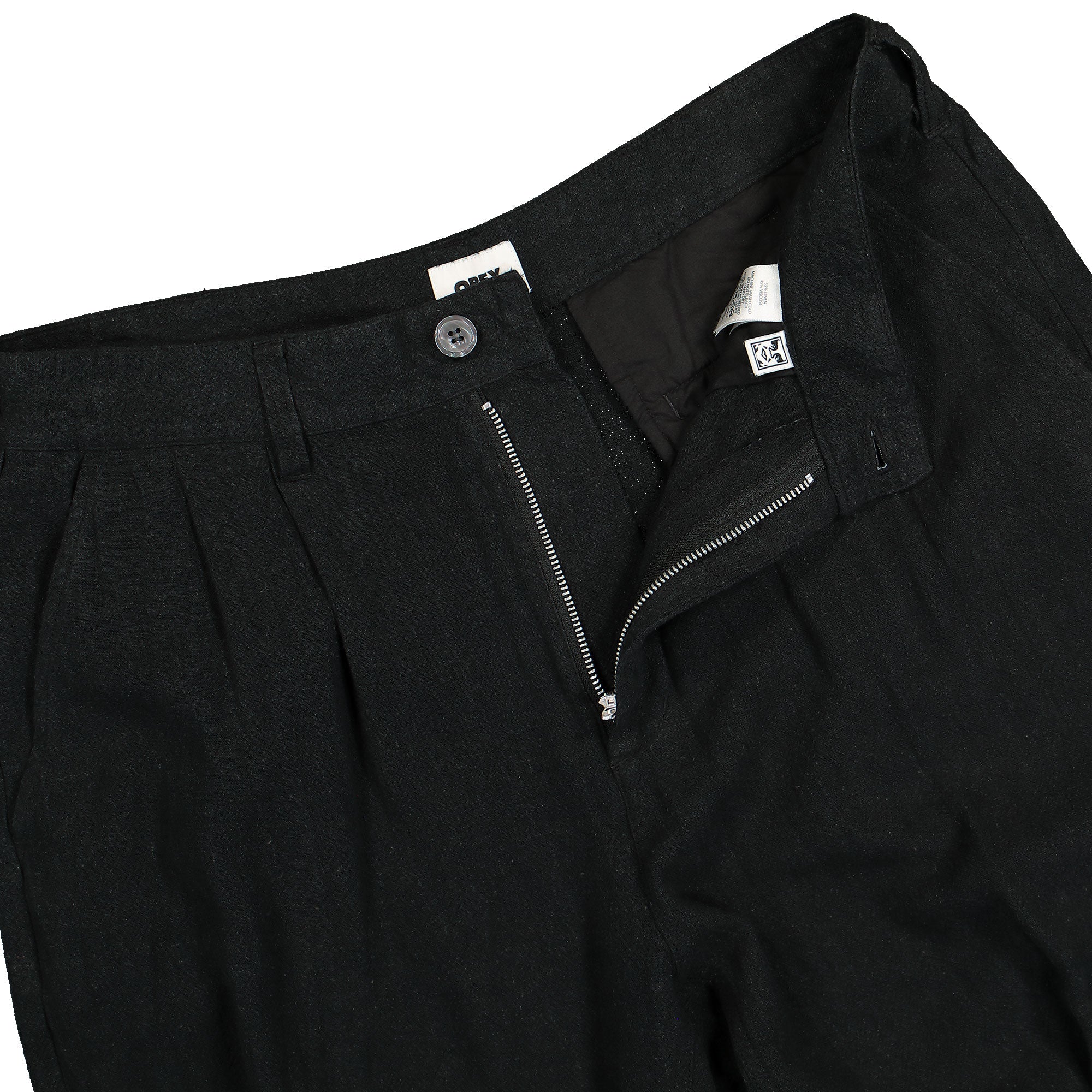 Obey Fubar Linen Pleated Pant Digital Black Casual Pants Detailfoto | Overkill