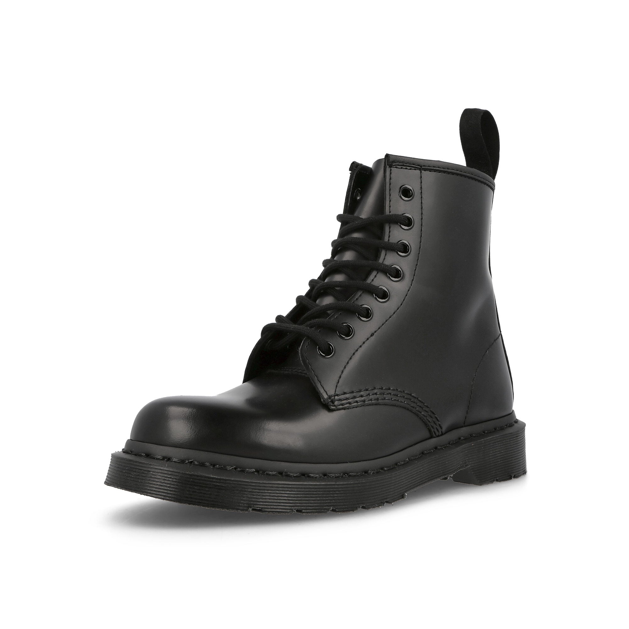 Dr. Martens 1460 Mono Black Smooth Black Boots Close Up | Overkill