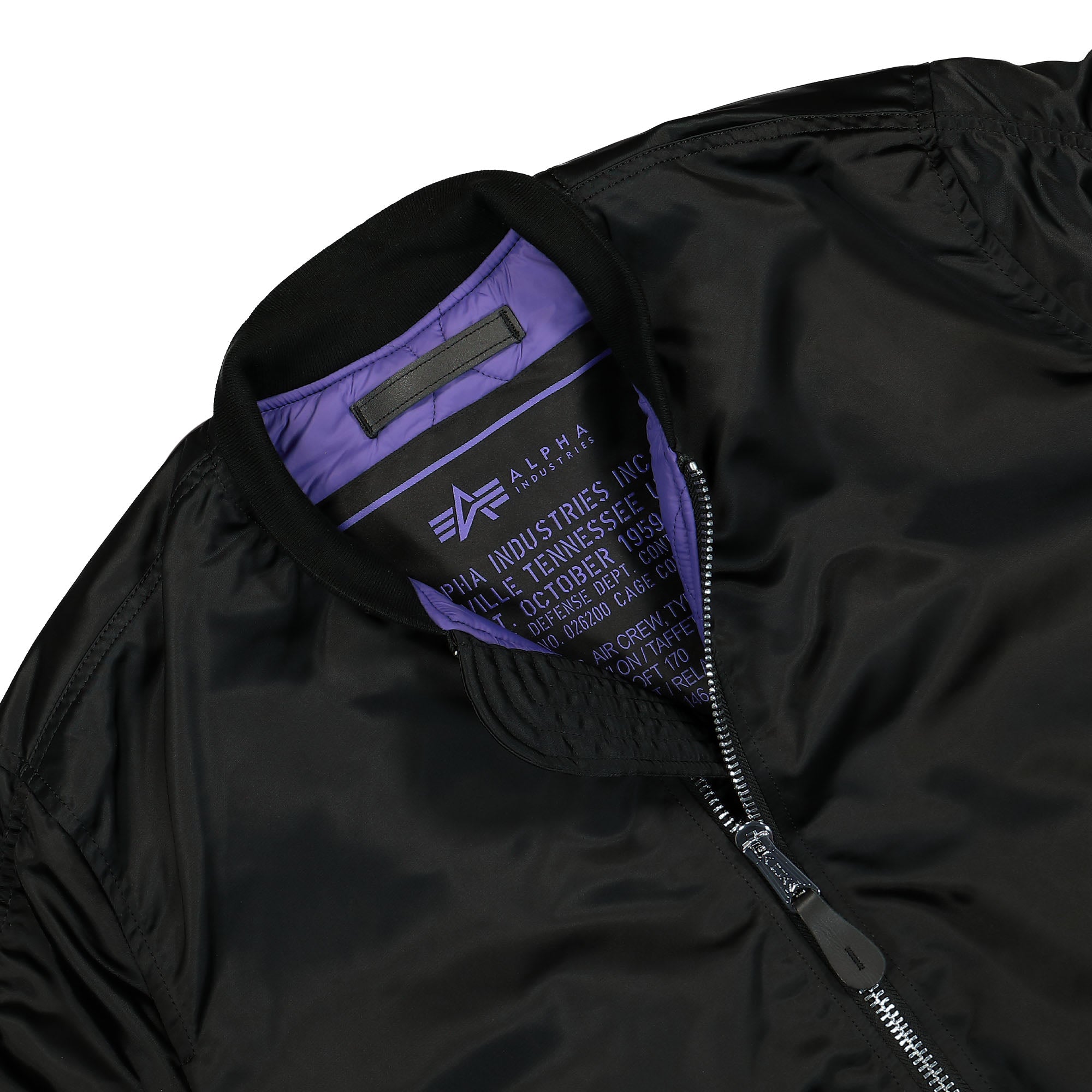 Alpha Industries MA-1 UV Black Bomber & Varsity Jackets Close-up | Overkill